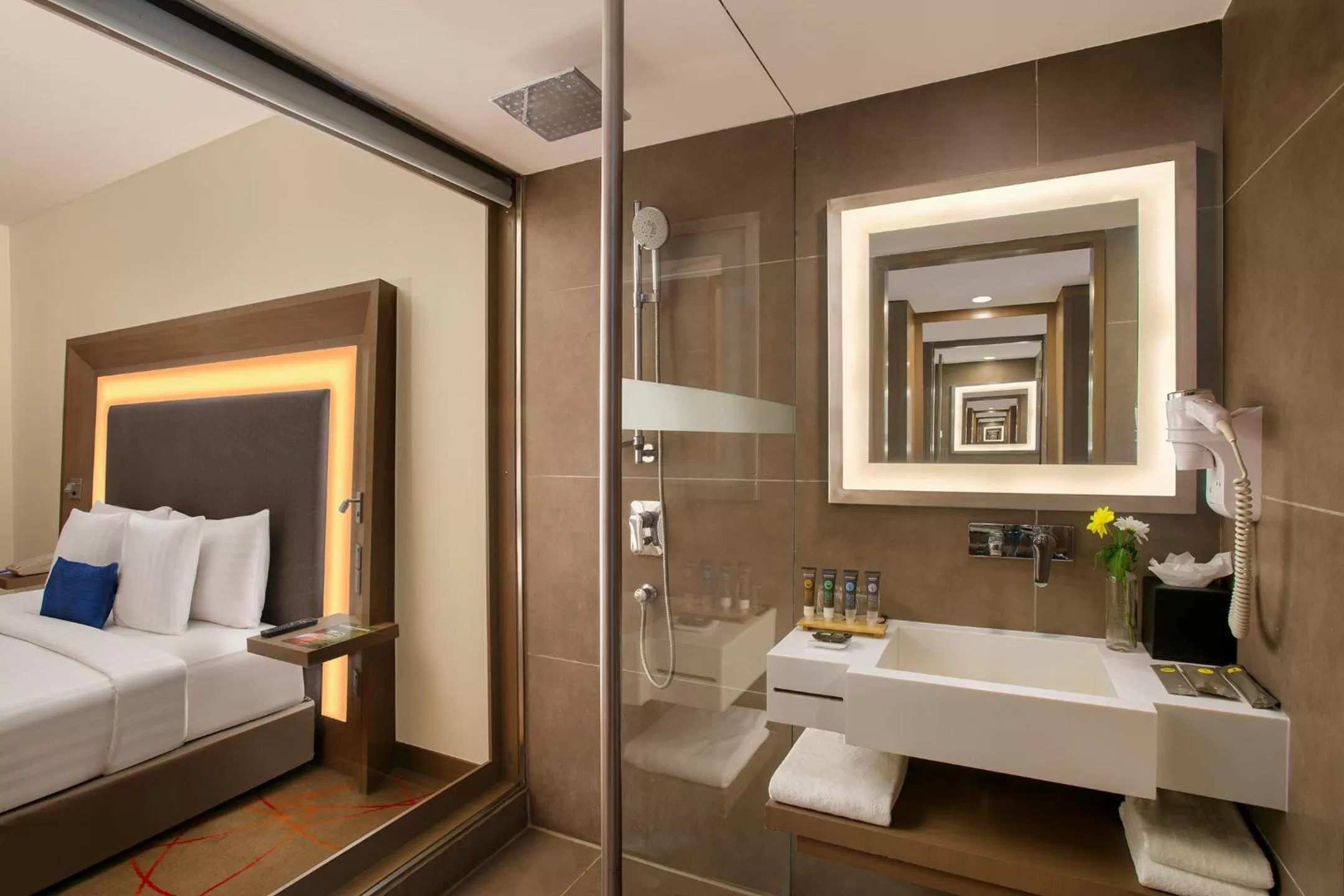 Bathroom, Bed in Novotel Ahmedabad