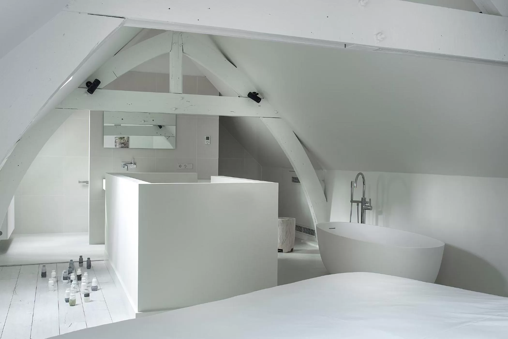 Bathroom, Bed in Kazerne Hotel - Member of Design Hotels