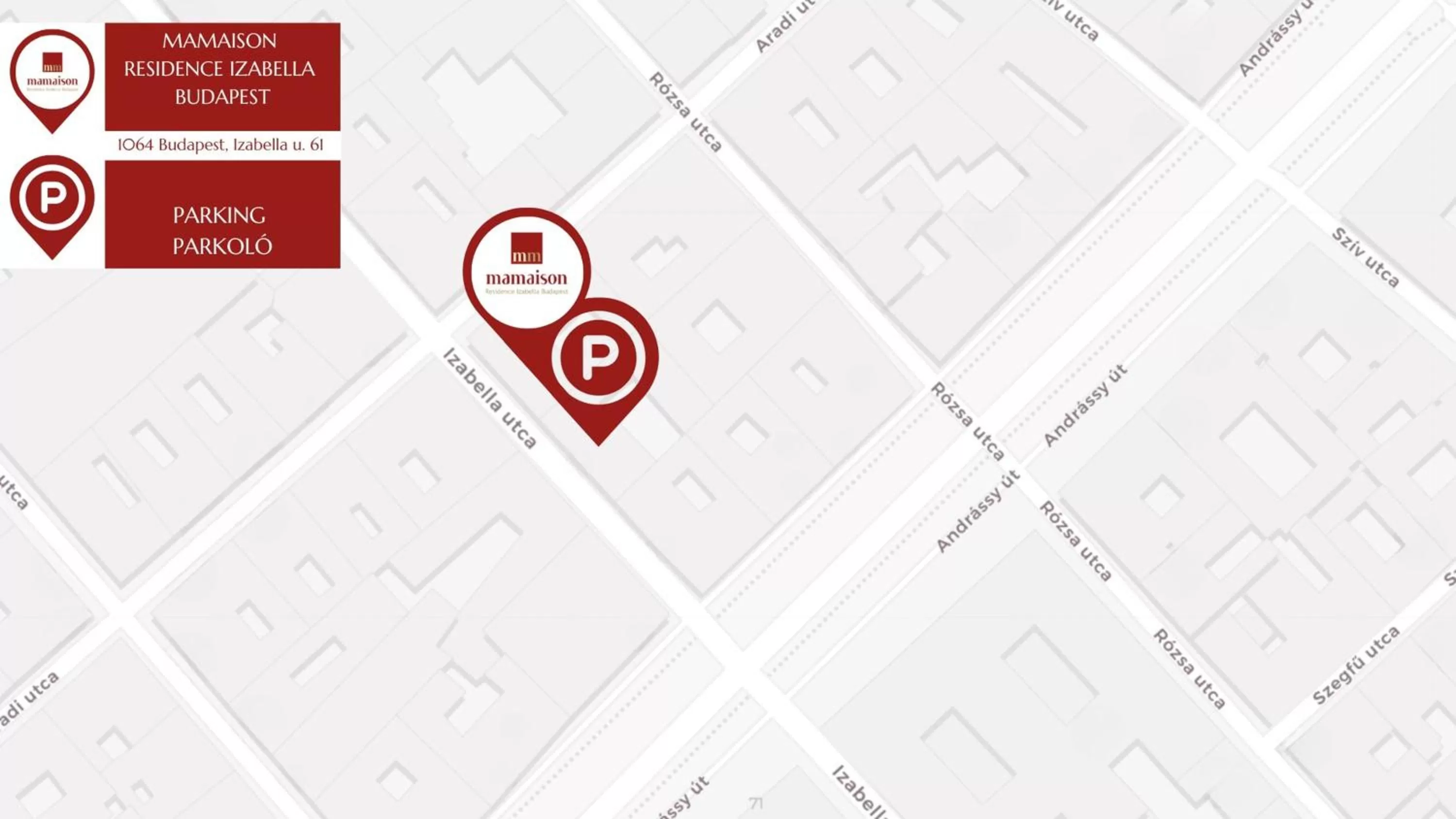 Parking in Mamaison Residence Izabella Budapest