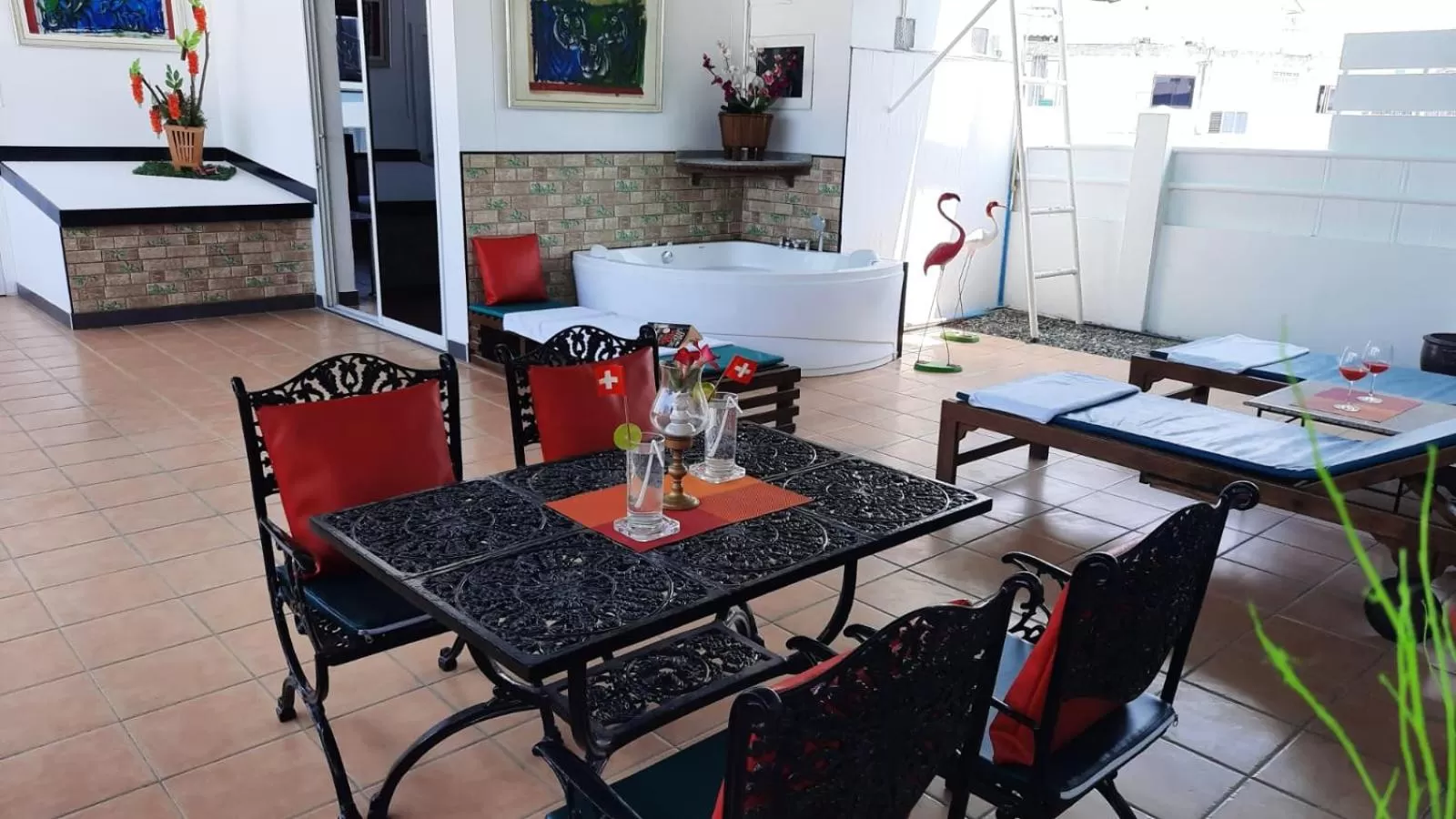 Balcony/Terrace, Dining Area in Swiss Food Restaurant and room for rent