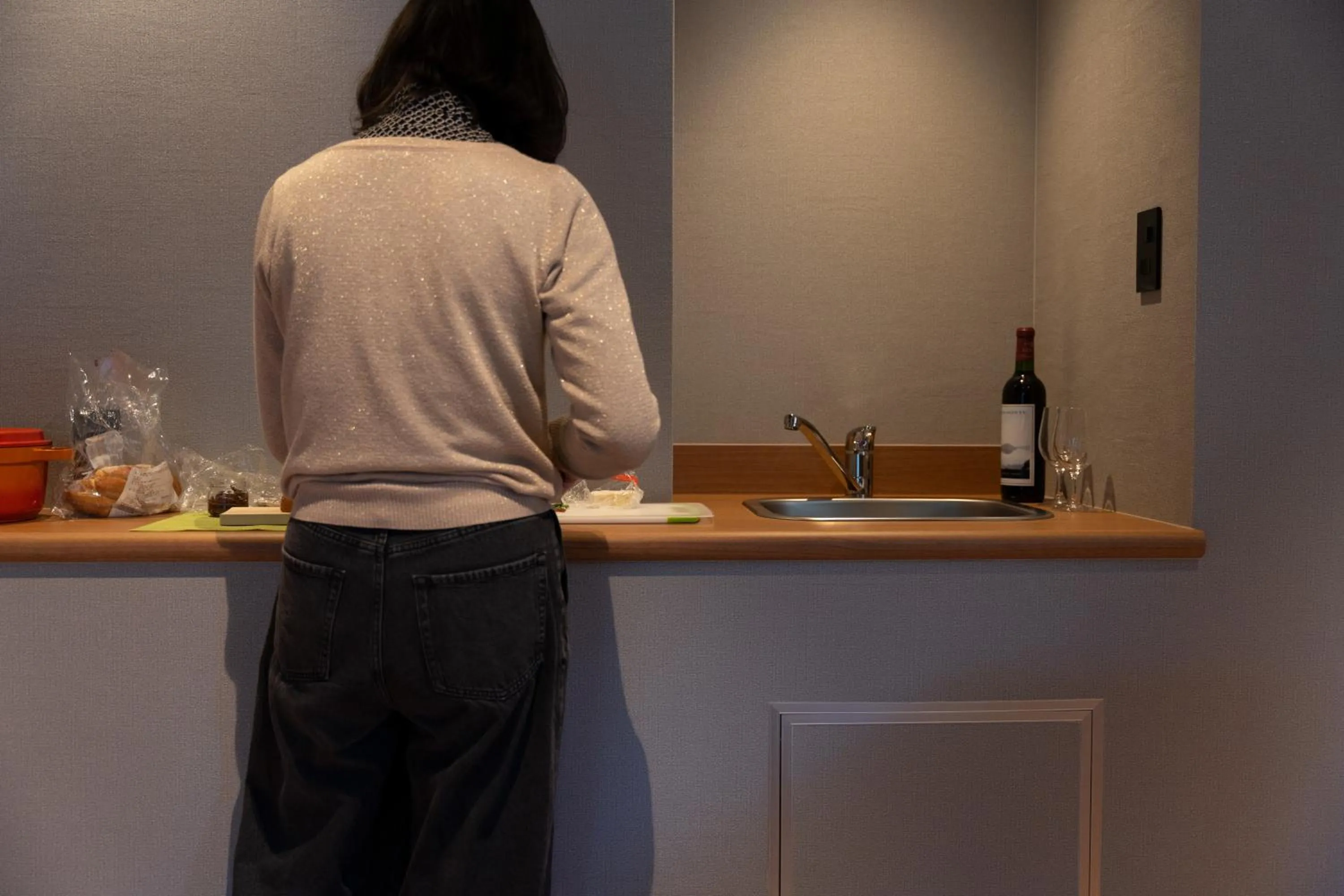 Kitchen or kitchenette in Higashikawa Asahidake Onsen Hotel Bear Monte