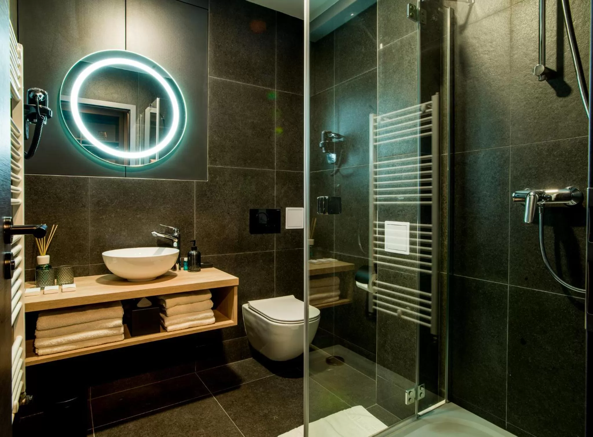 Shower in Rooftop Planet Prague Hotel