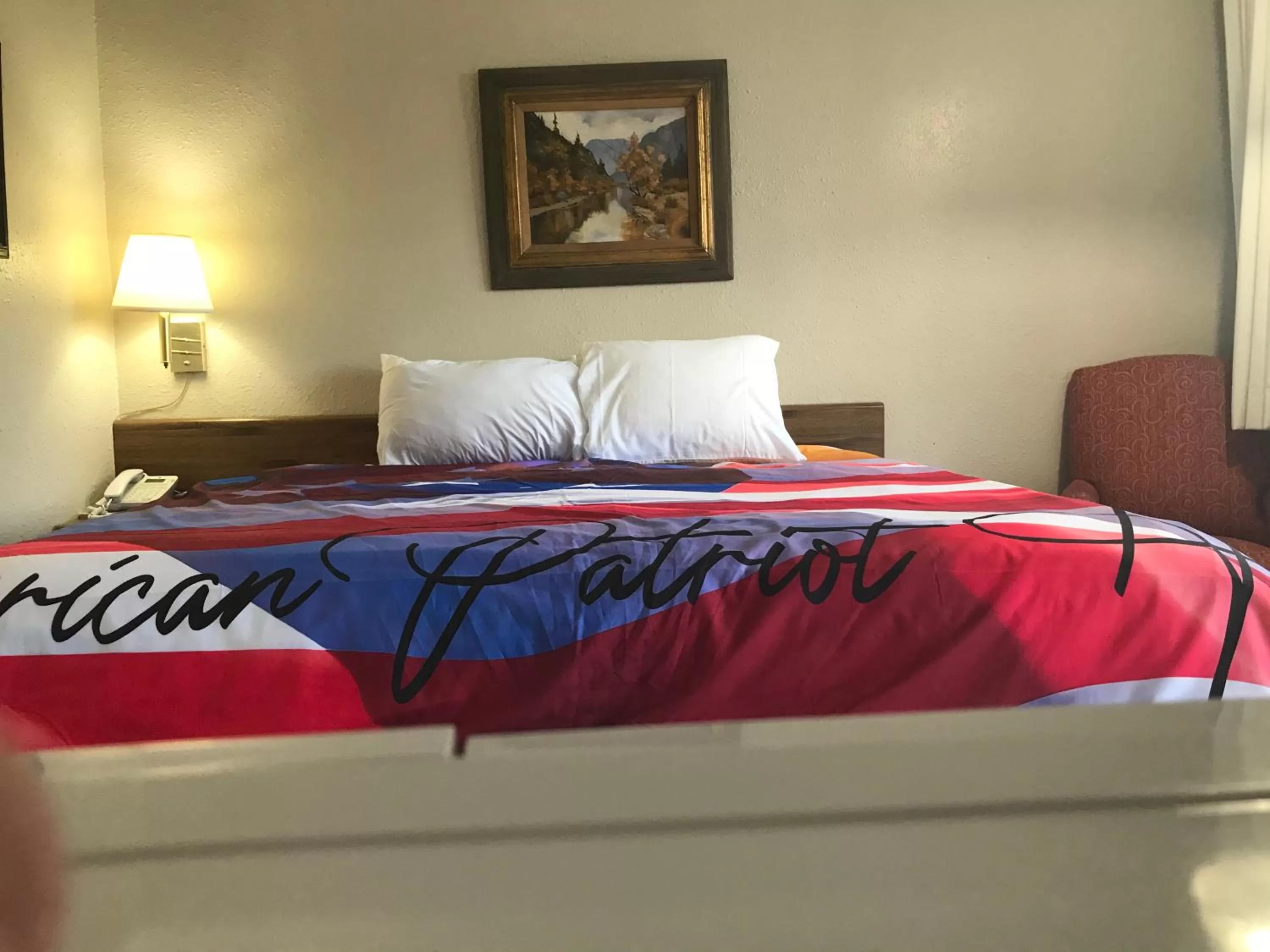 Bed in American Patriot Family Inn aka Oak Grove Inn