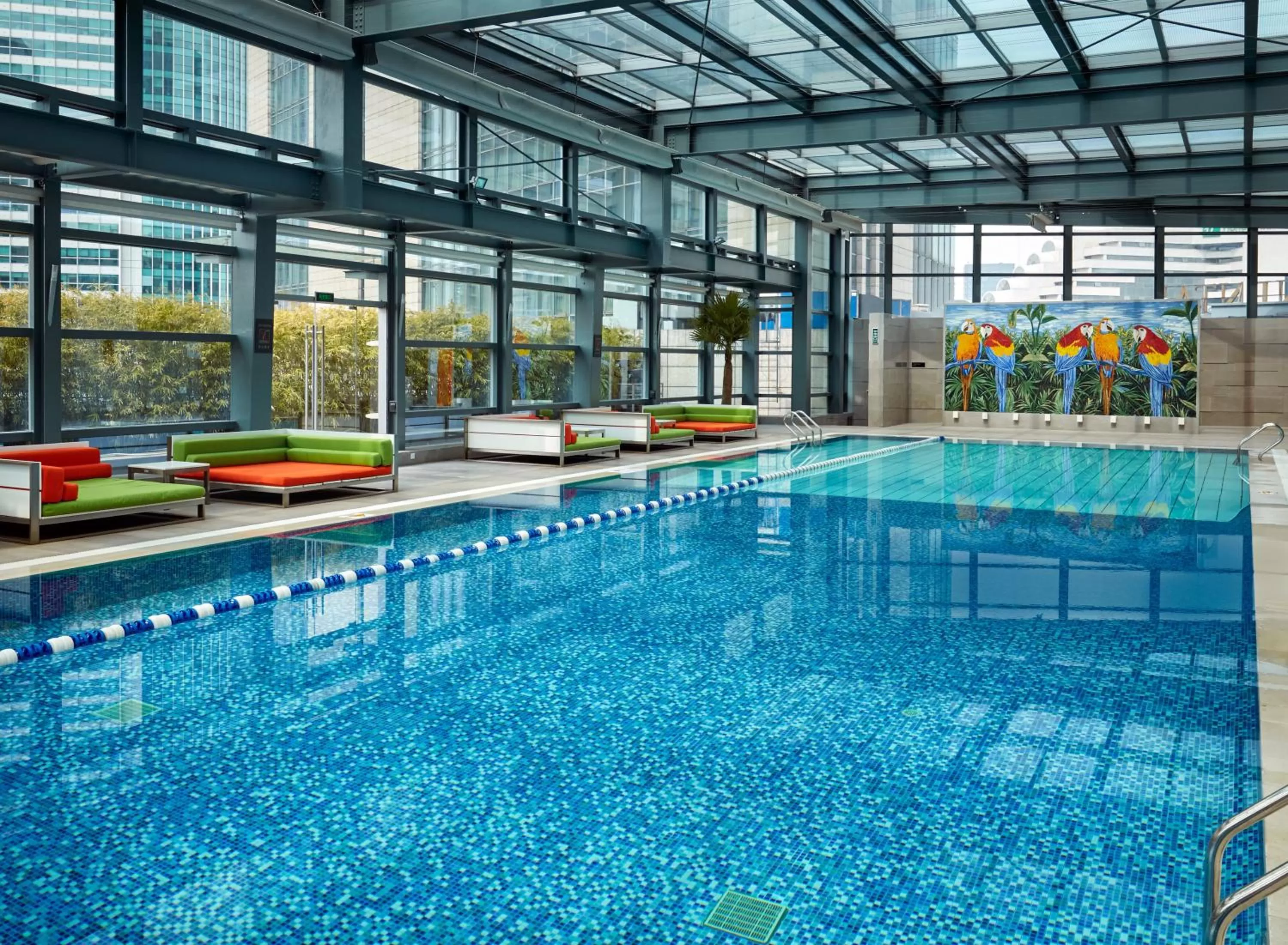Swimming pool in InterContinental Shanghai Jing' An by IHG