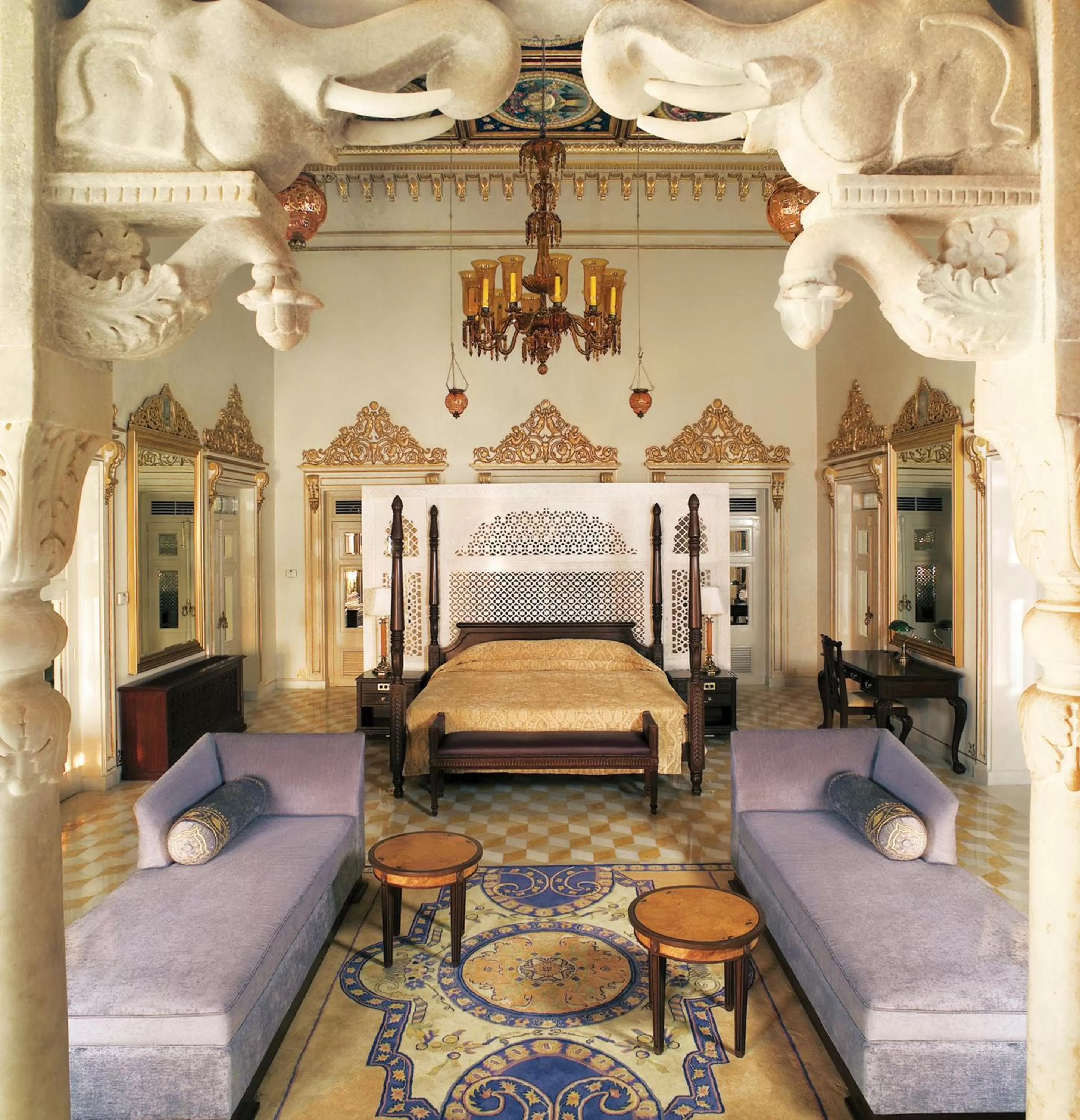 Photo of the whole room, Bed in Taj Lake Palace Udaipur