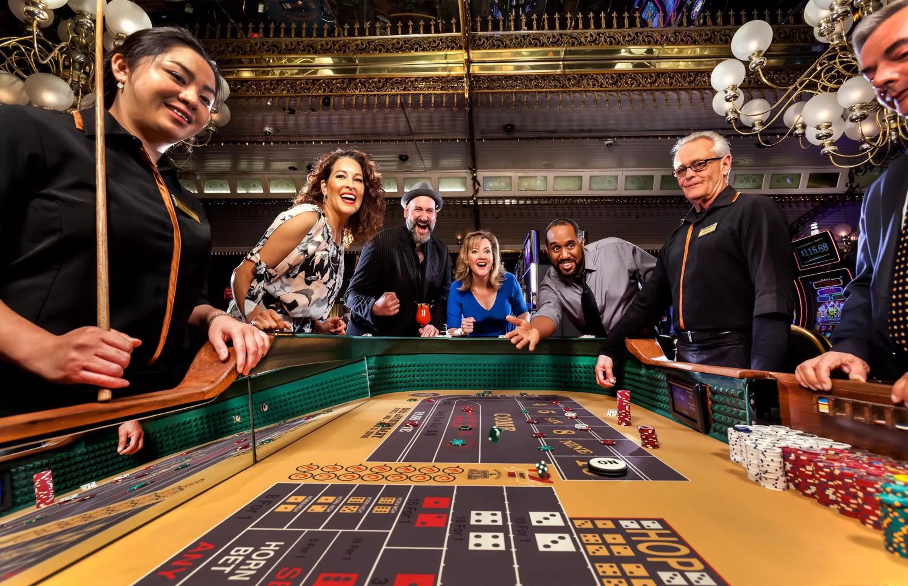 group of guests in Four Queens Hotel and Casino