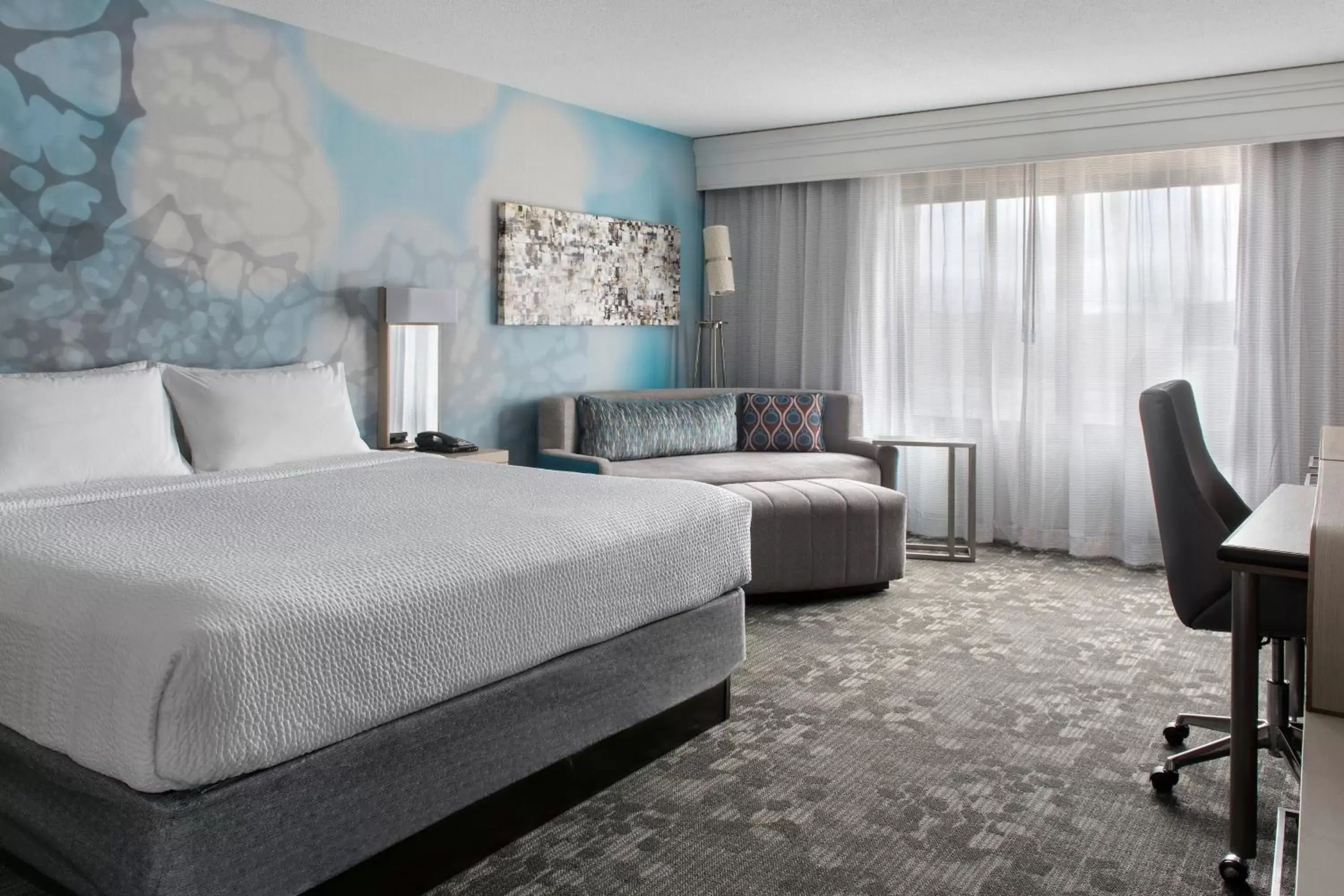 King Room with Sofa Bed and Adapted Tub - Mobility and Hearing Accessible in Courtyard Newburgh Stewart Airport King Room with Sofa Bed and Adapted Tub - Mobility and Hearing Accessible in Courtyard Newburgh Stewart Airport