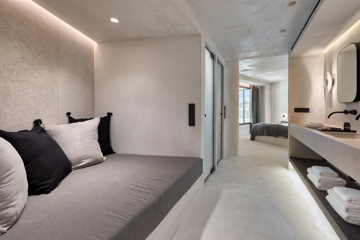 Bed in Rocabella Mykonos Hotel