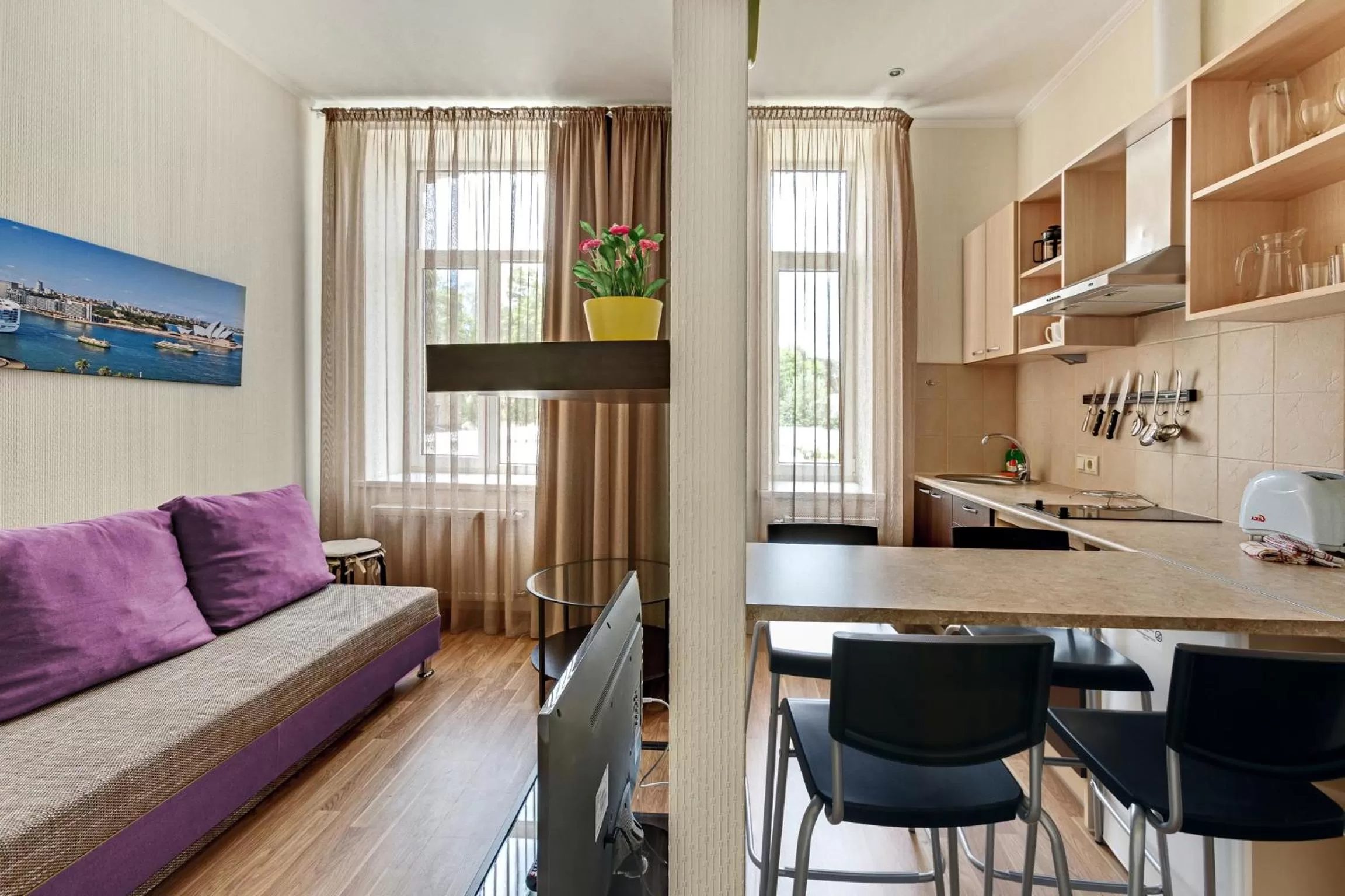 Kitchen or kitchenette in RIGAAPARTMENT SONADA Self-Service Aparthotel - Private Parking