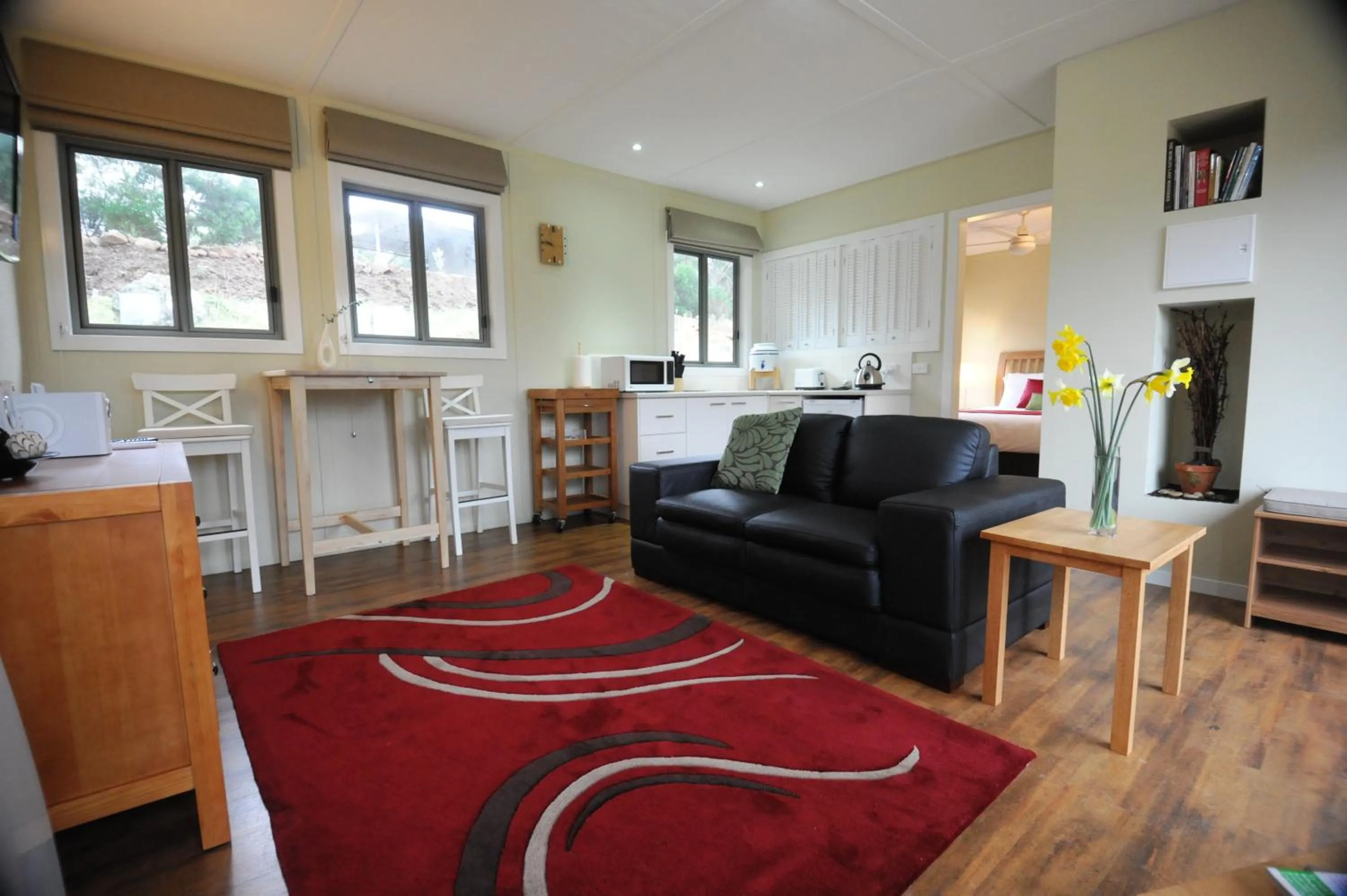 Seating area in Gisborne Peak Winery Short Term Stays