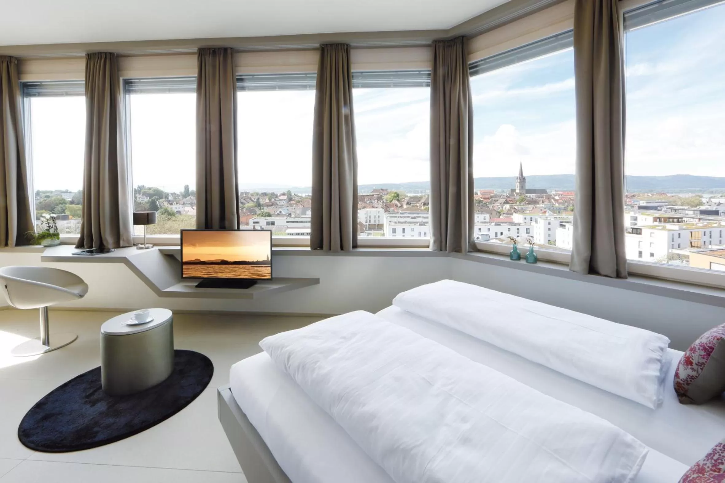 View (from property/room), Bed in aquaTurm Hotel & Energie