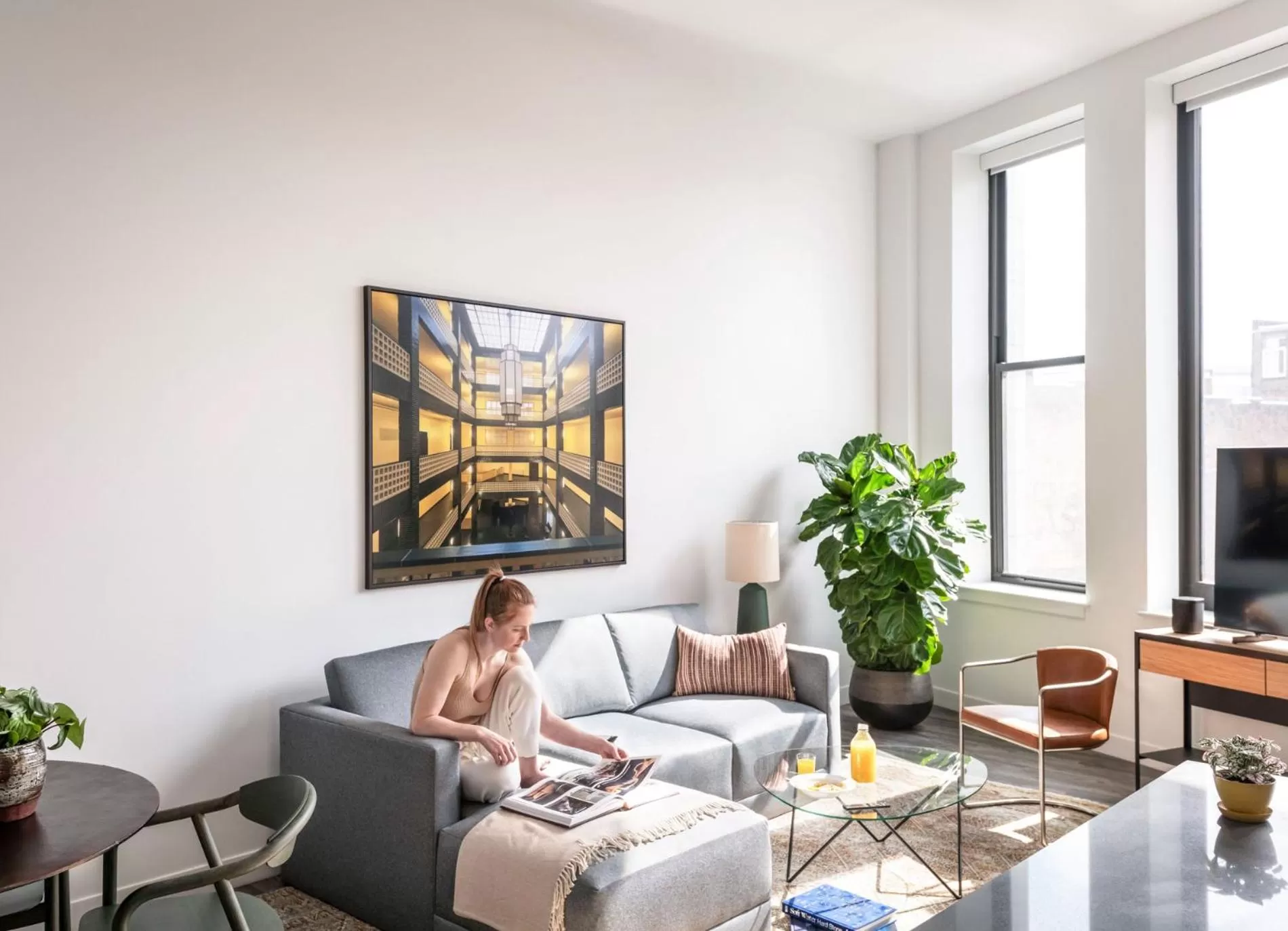 Living room in ROOST Cleveland