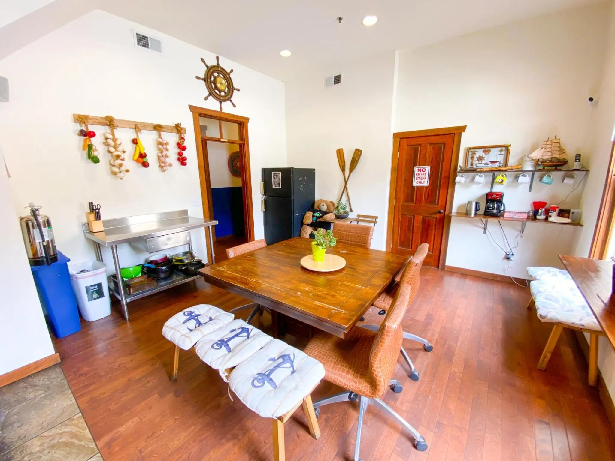 Communal kitchen in ITH San Diego Adventure Hostel