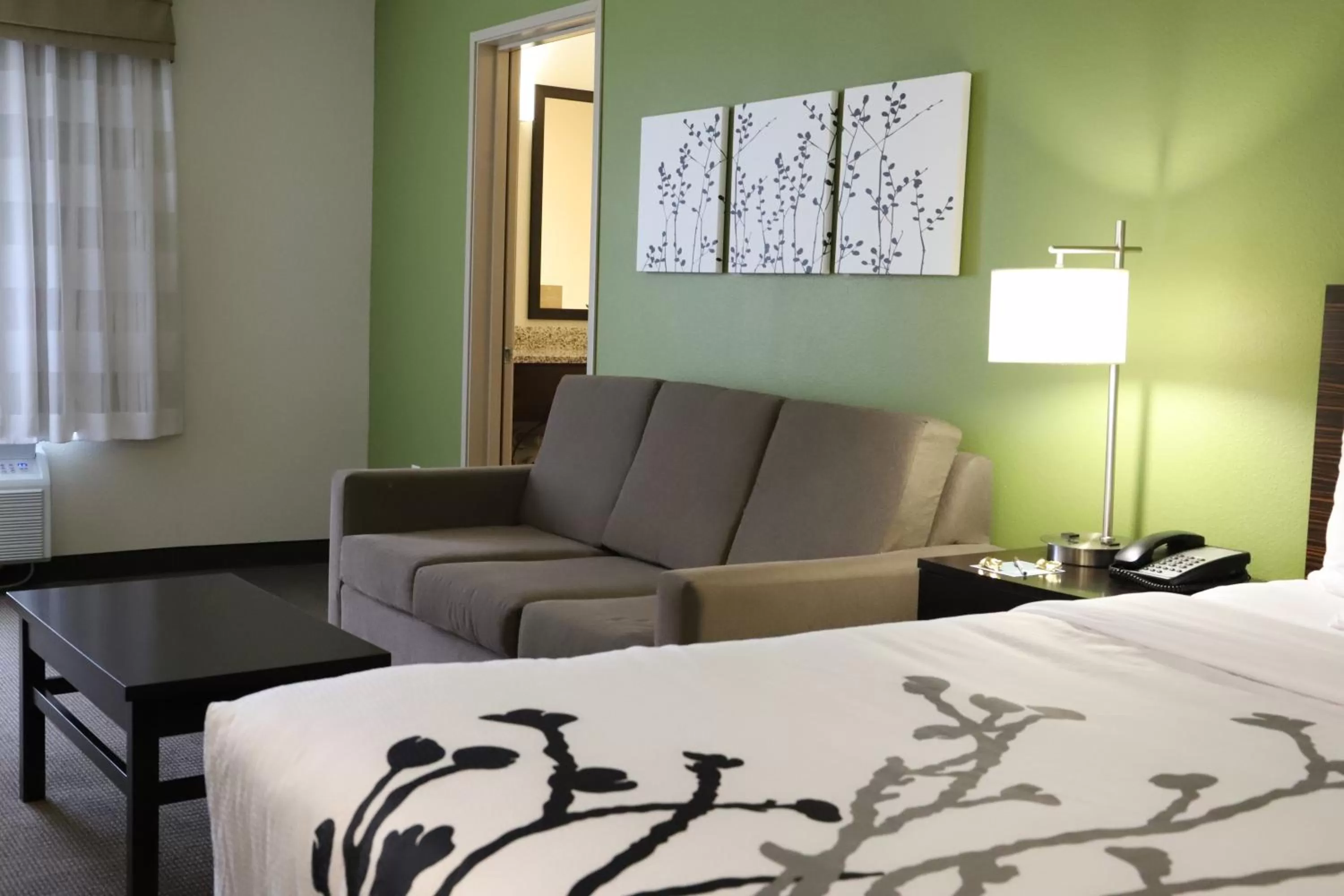 Bed in Sleep Inn & Suites Belmont - St. Clairsville