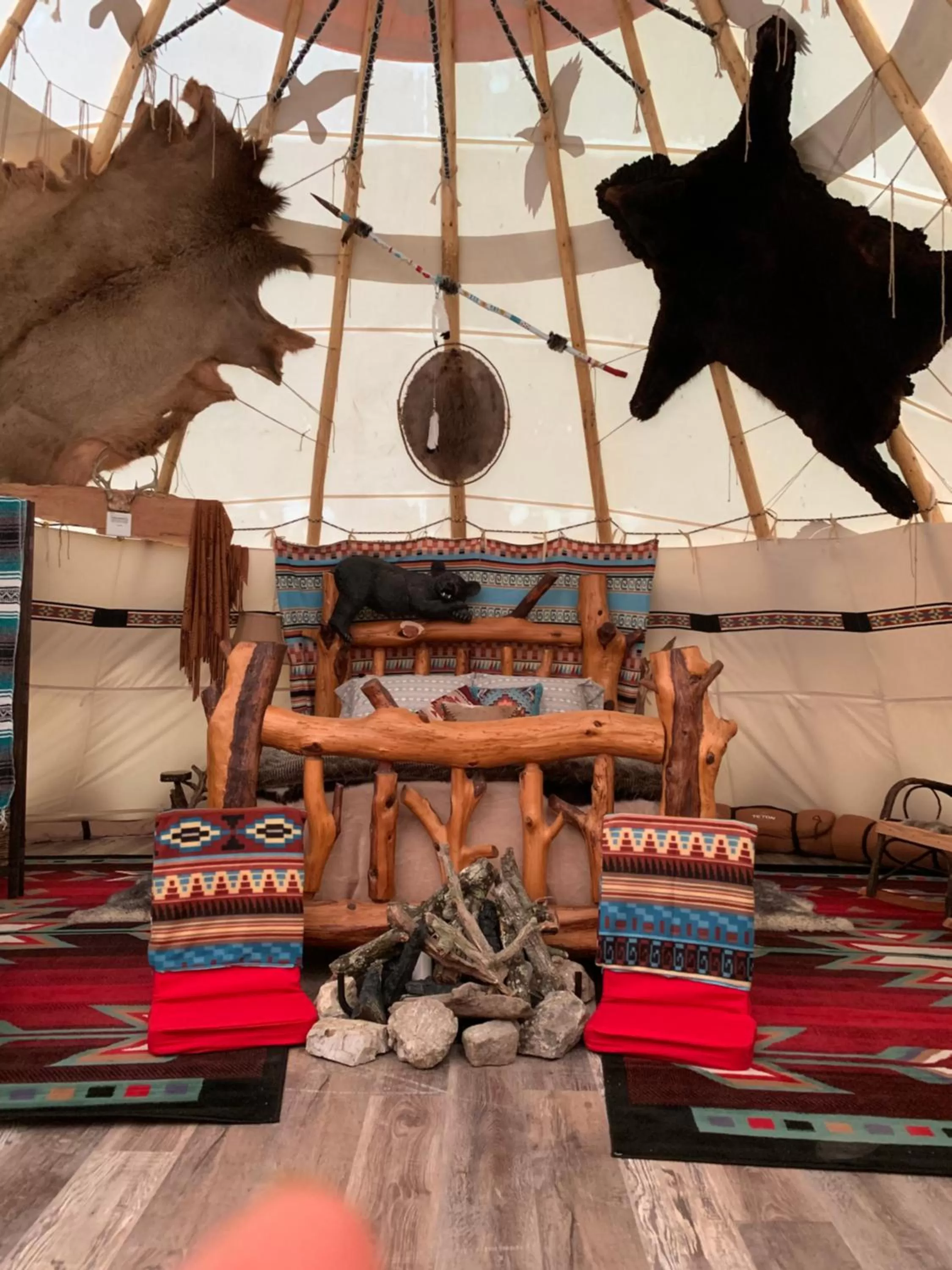 Bed in Fox Pass Cabins