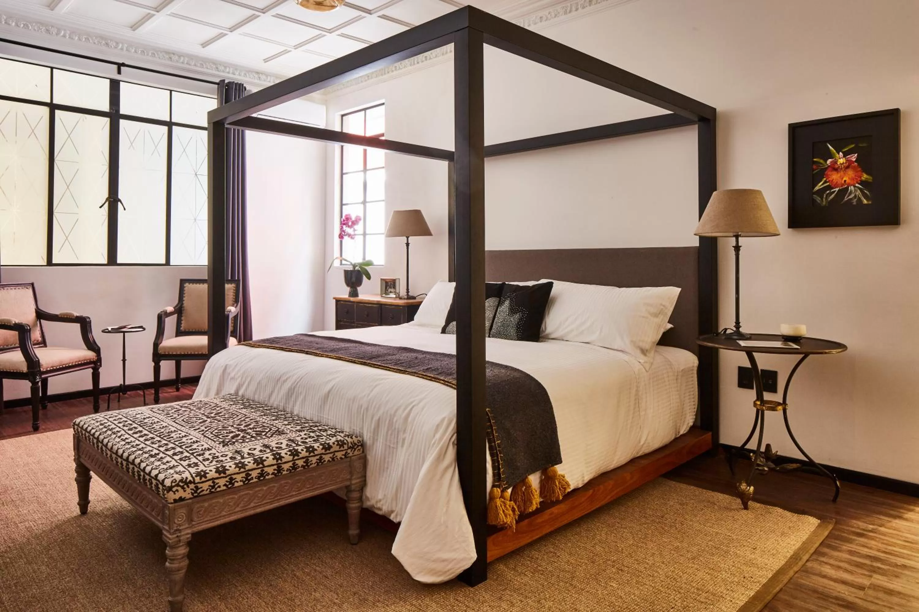 Bed in Orchid House Mexico City