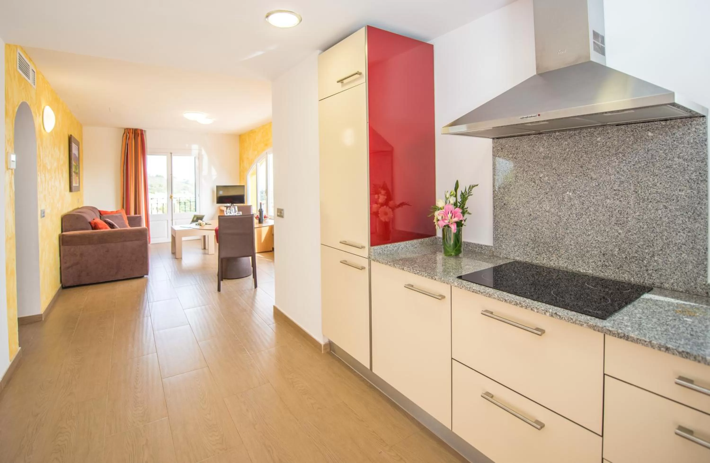 Kitchen or kitchenette in Aparthotel Ona Aucanada