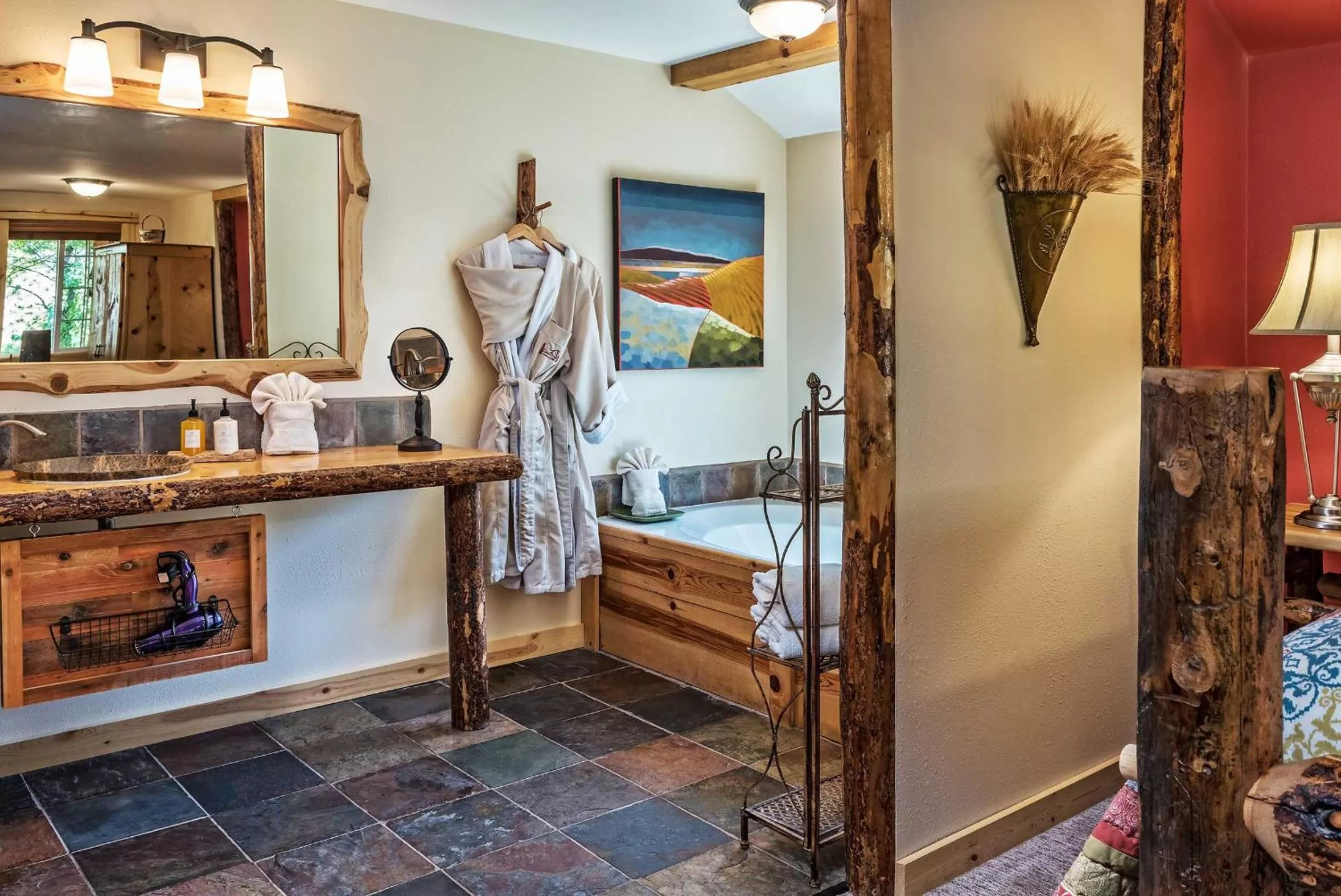 Bed in Carson Ridge Luxury Cabins