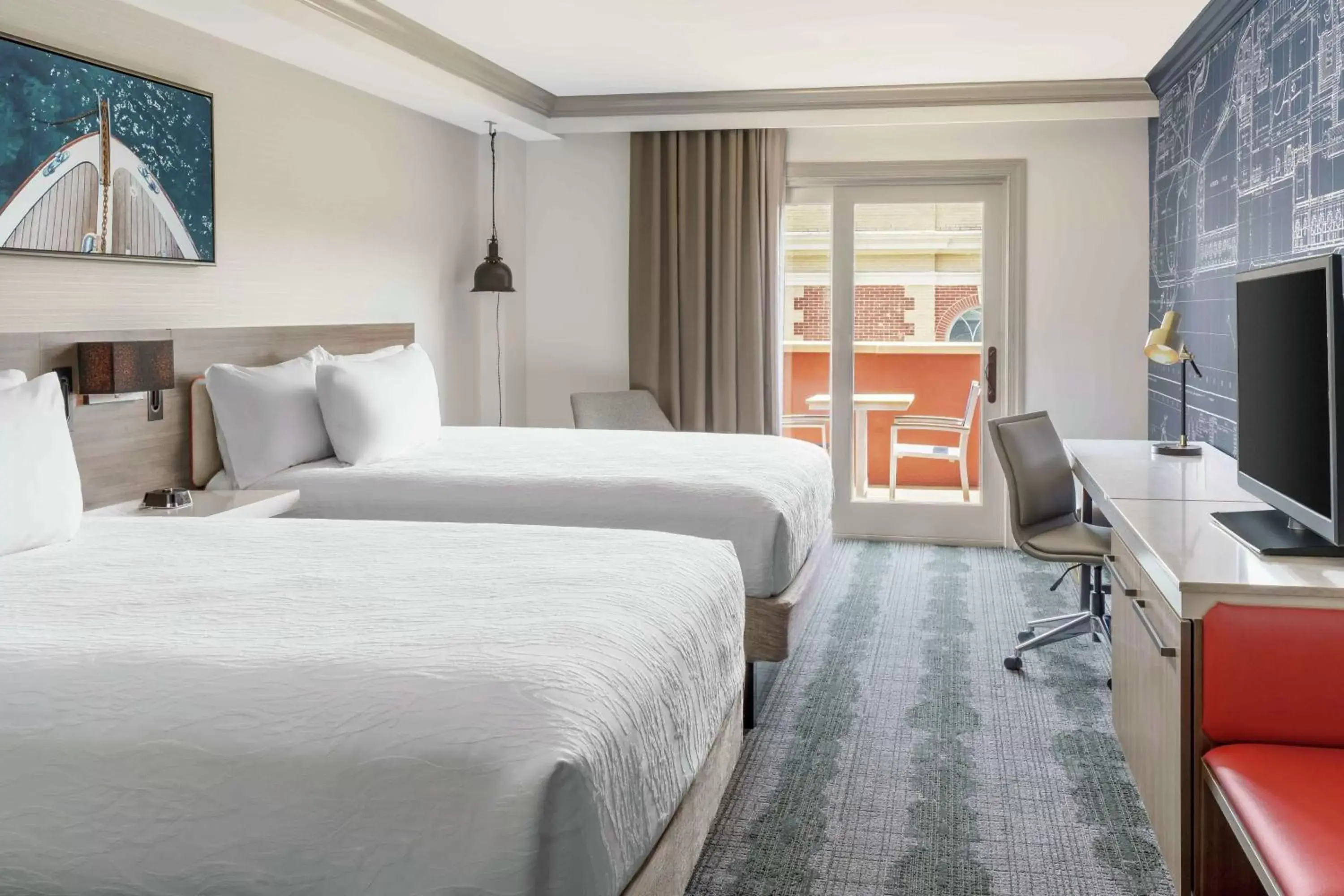 Queen Room with Two Queen Beds and Balcony with City View in Hilton Garden Inn Annapolis Downtown Queen Room with Two Queen Beds and Balcony with City View in Hilton Garden Inn Annapolis Downtown