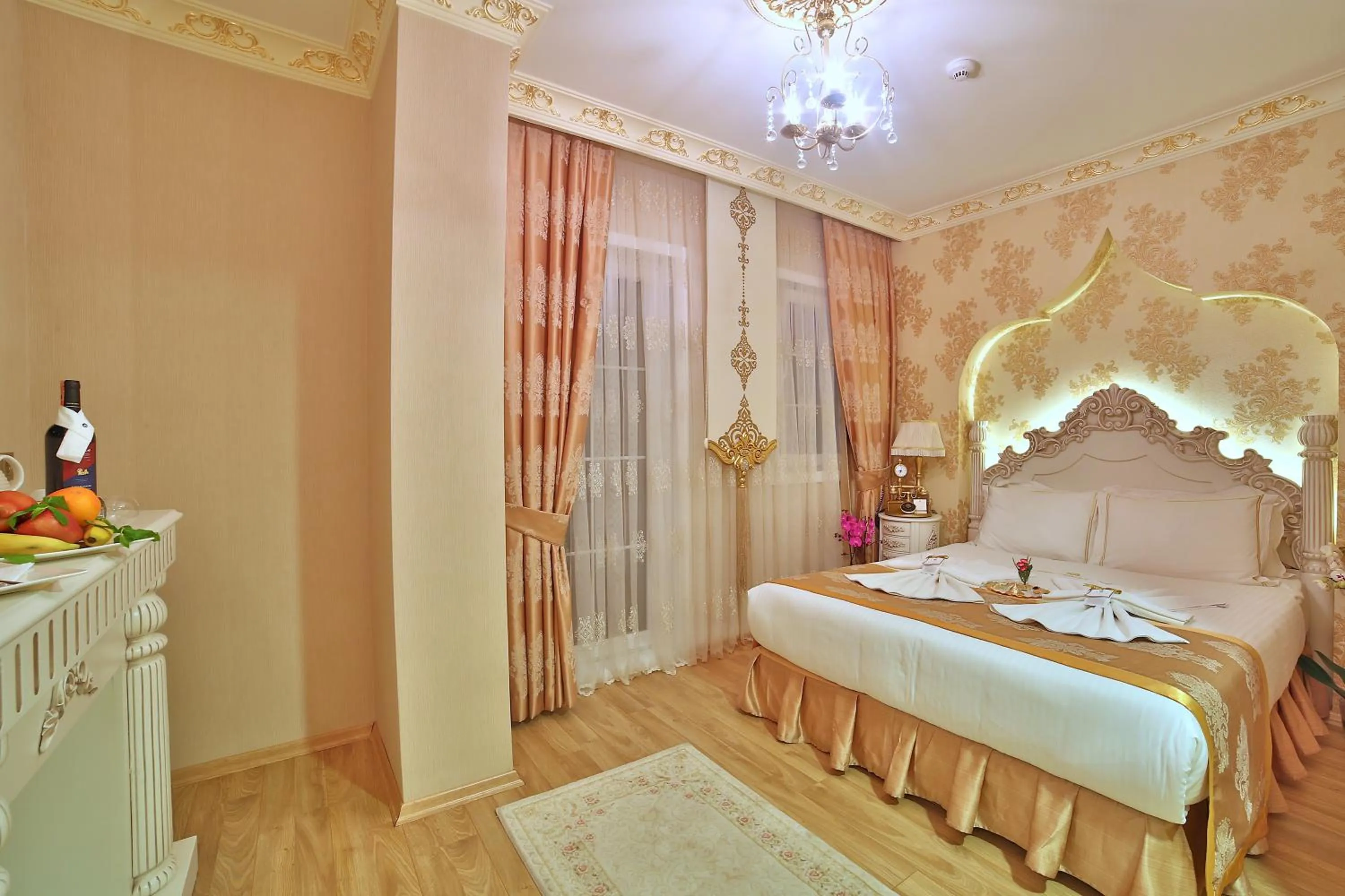 Decorative detail, Bed in White House Hotel Istanbul