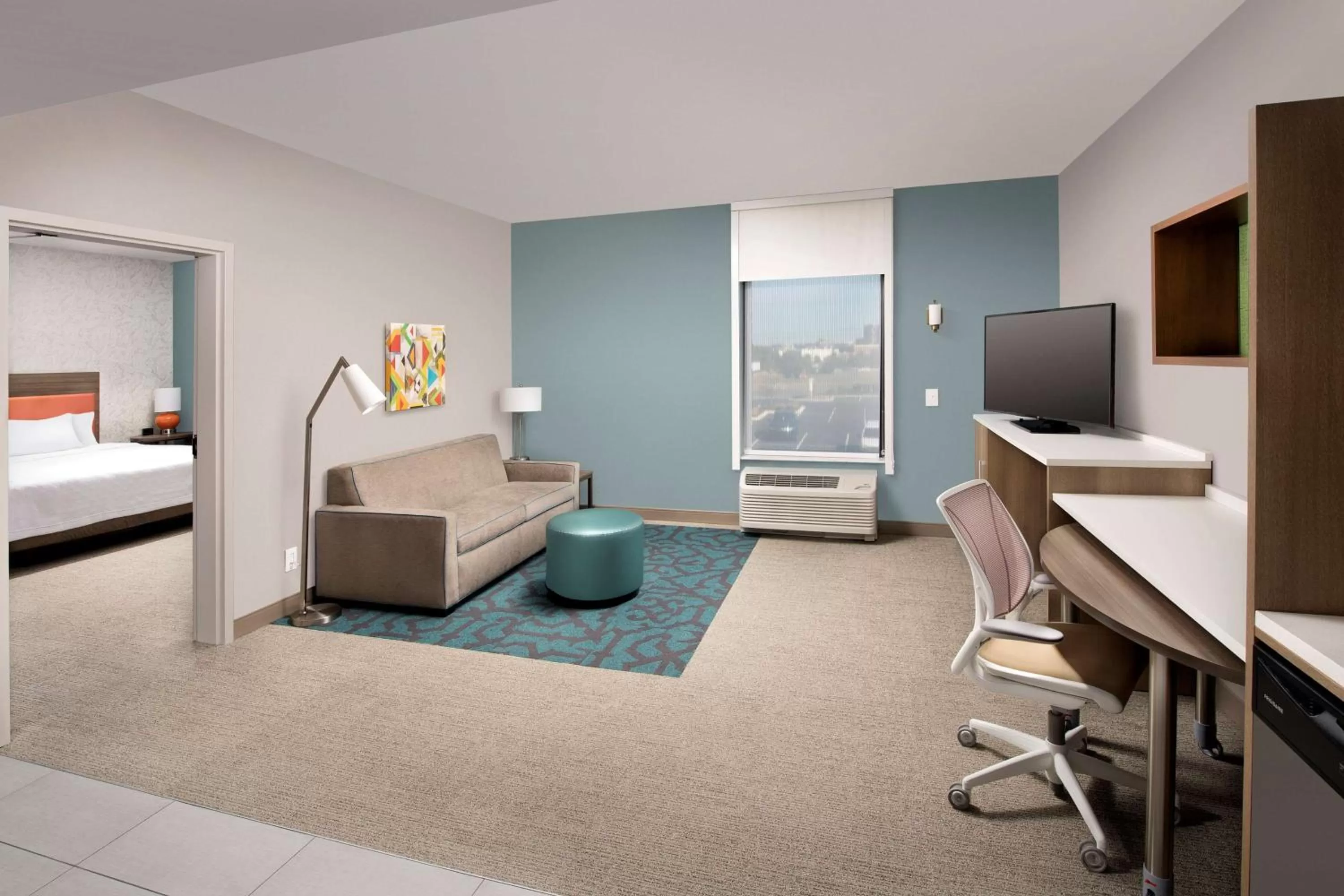 Seating area, Bed in Home2 Suites By Hilton Murfreesboro