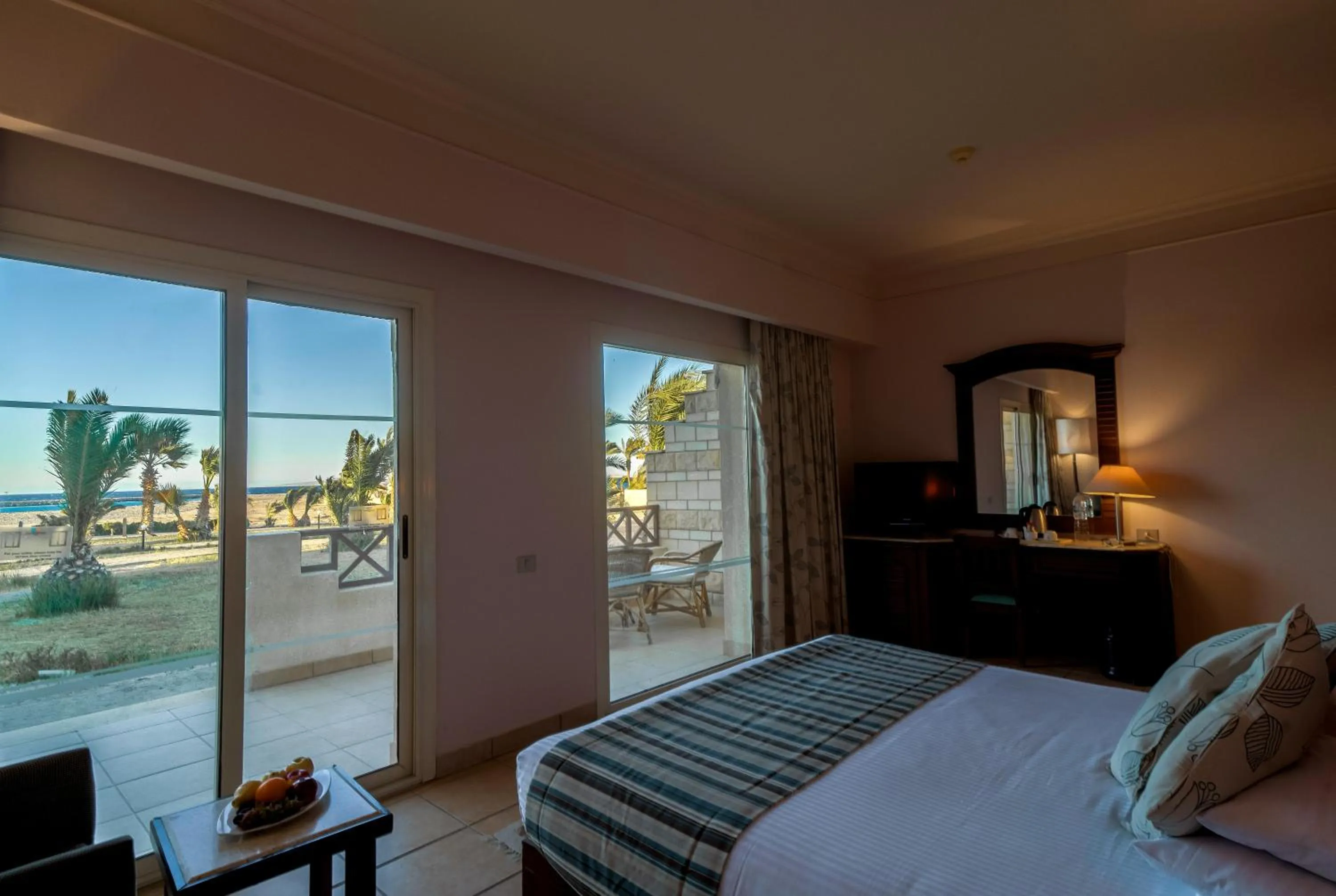 Balcony/Terrace, Bed in Hurghada Coral Beach Hotel