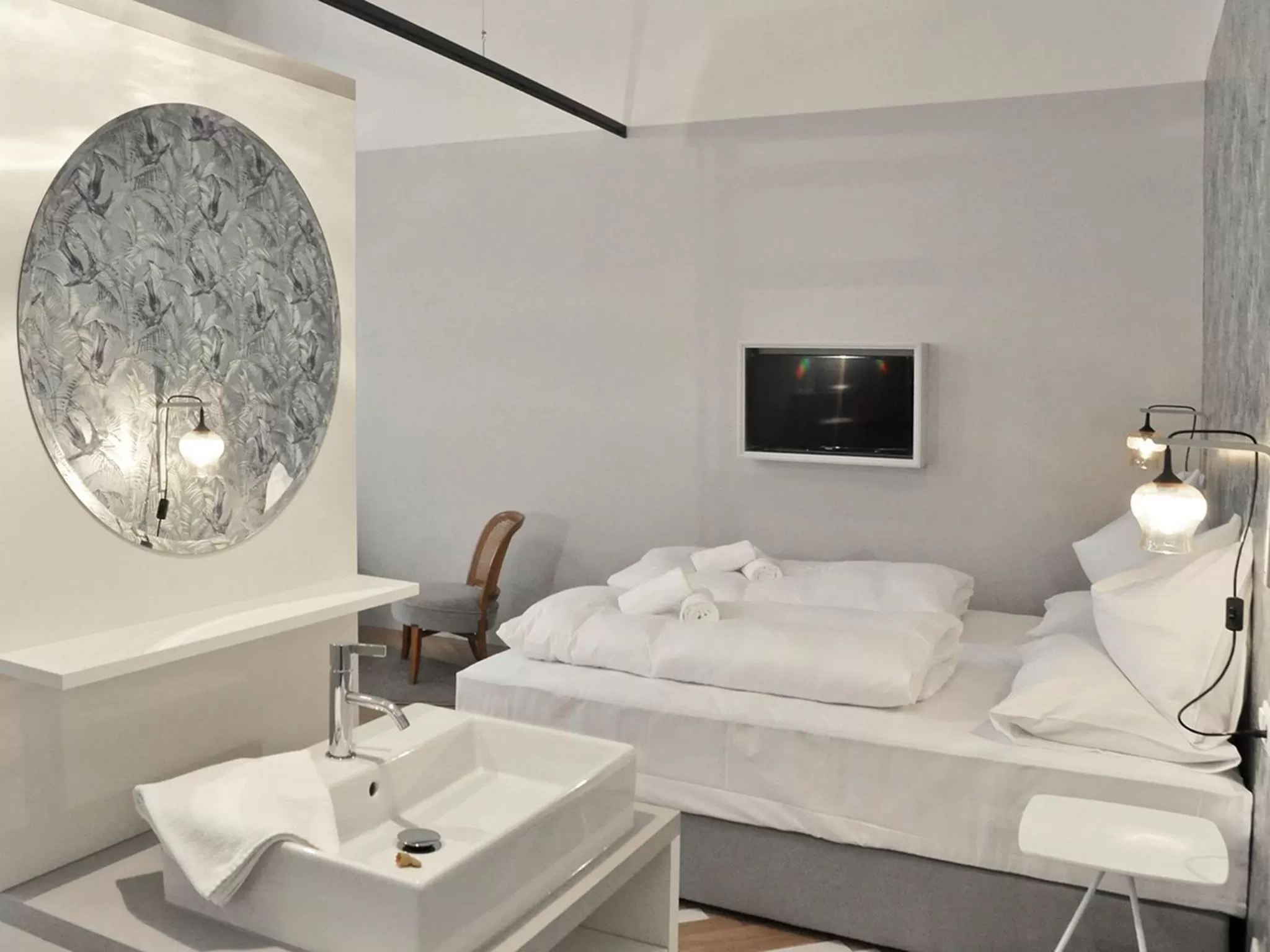 Bathroom, Bed in grätzlhotel Karmelitermarkt