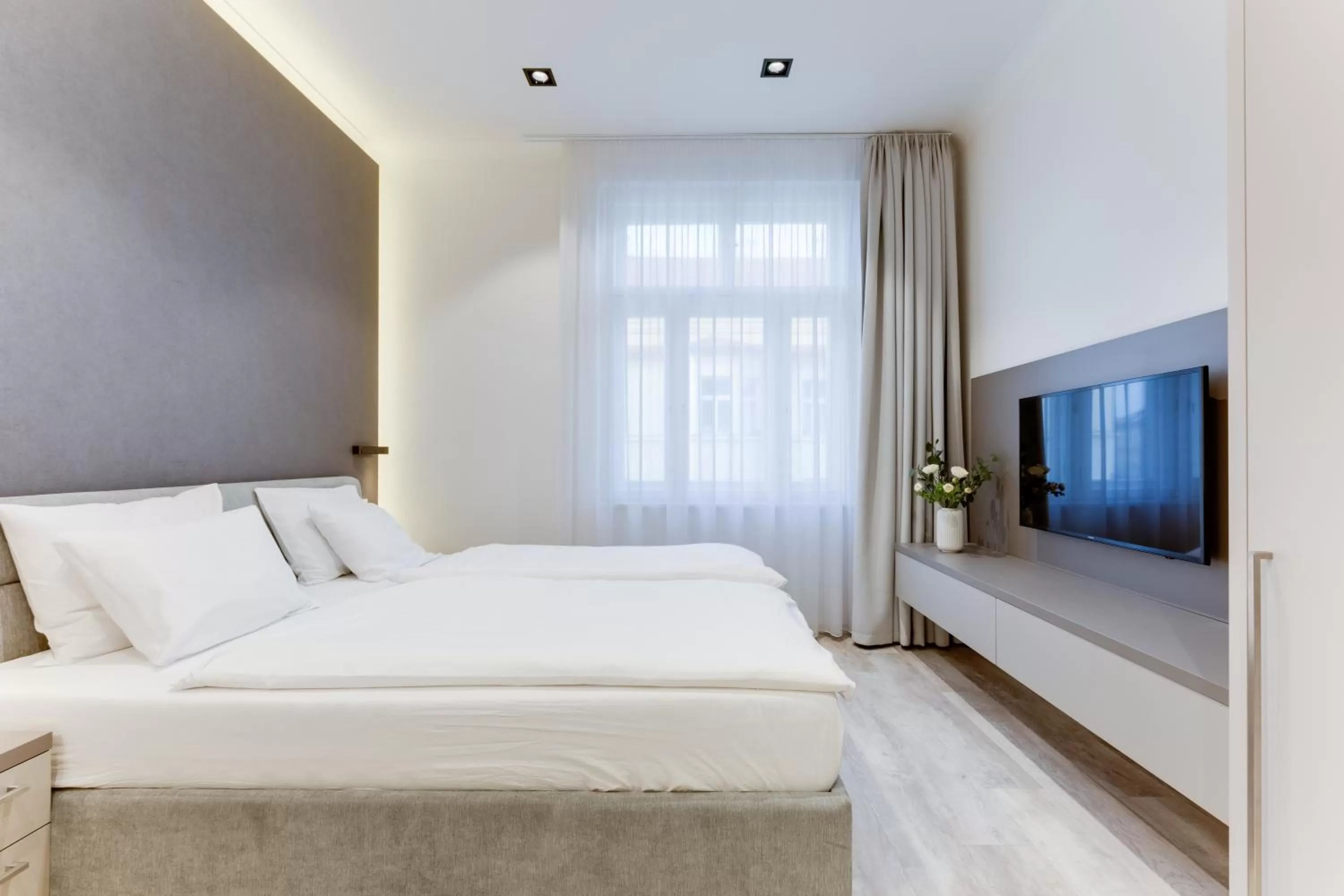 Bed in Lampi Aparthotel Prague