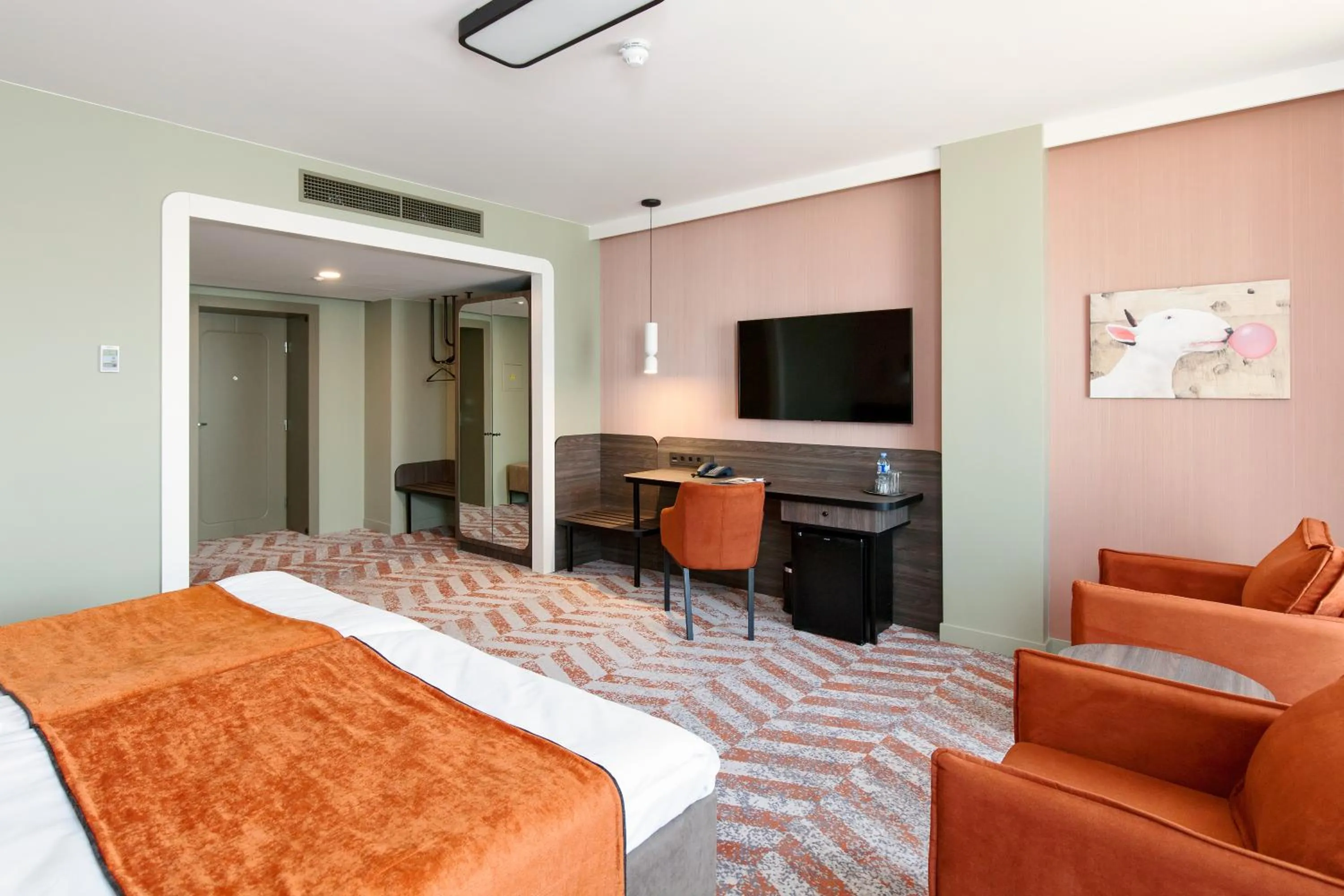 Seating area, Bed in Kaunas