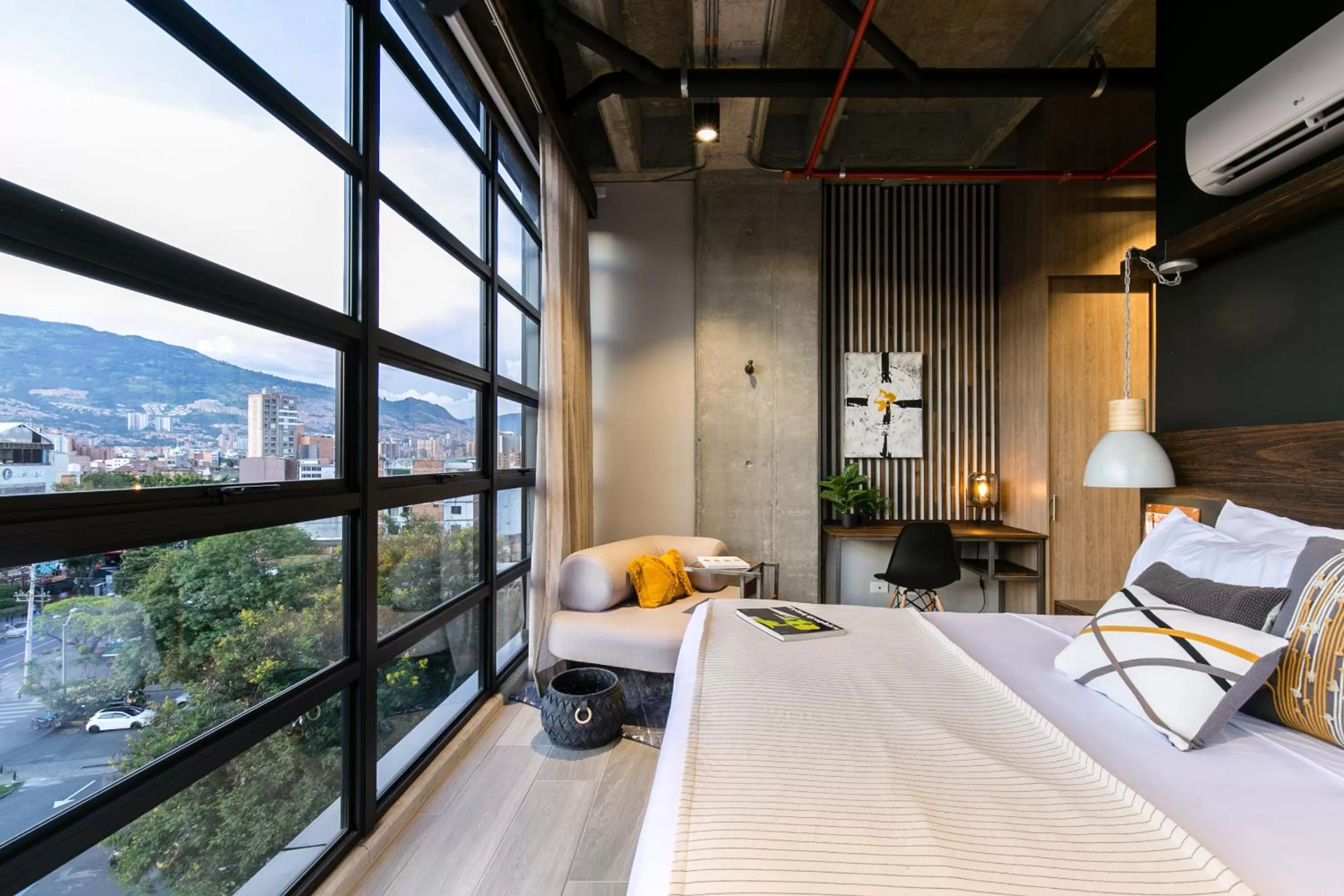 Bed in Factory Lofts Hotel