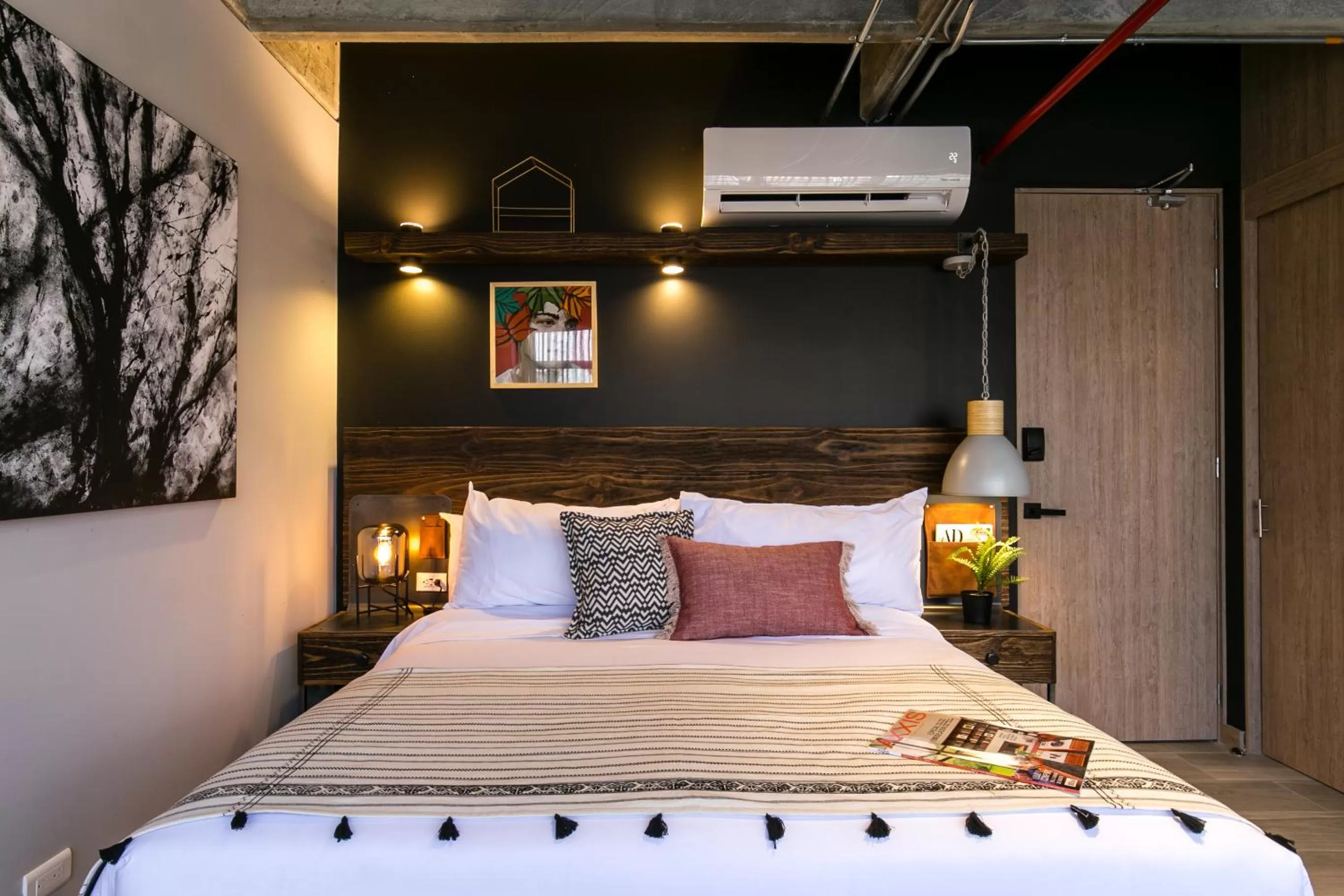 Bed in Factory Lofts Hotel