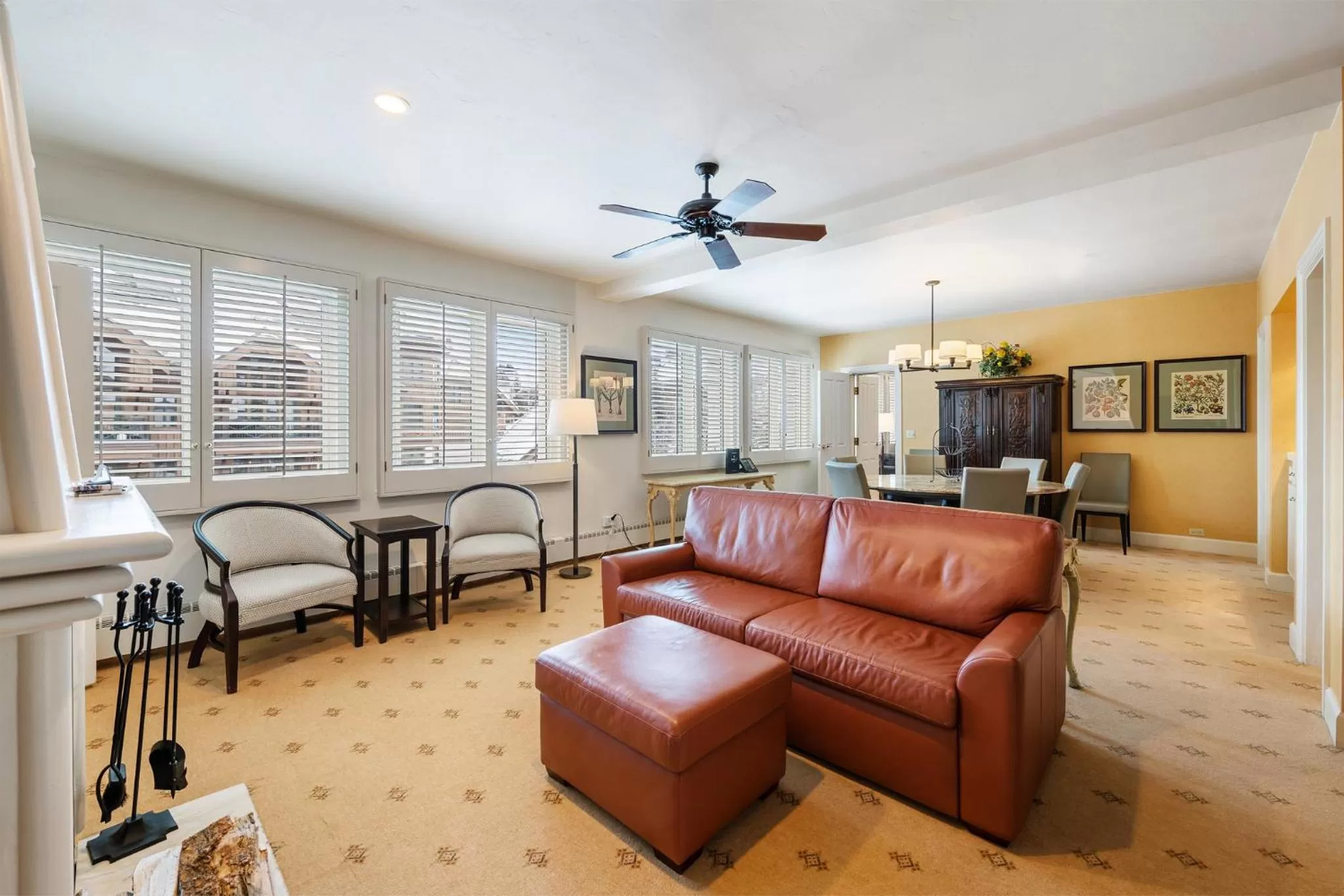 Seating area in Poste Montane Lodge by East West