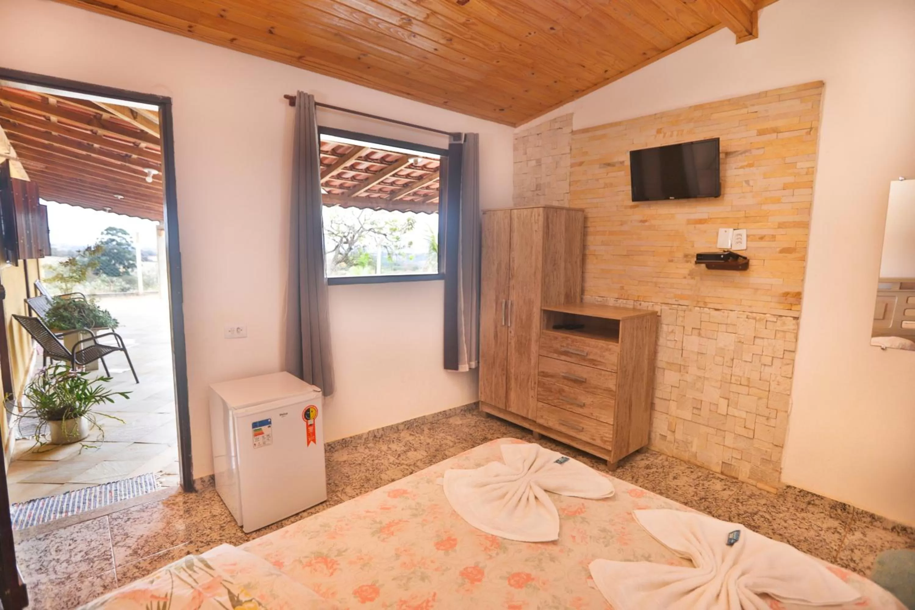 Bed in Pousada e Chales Por do Sol