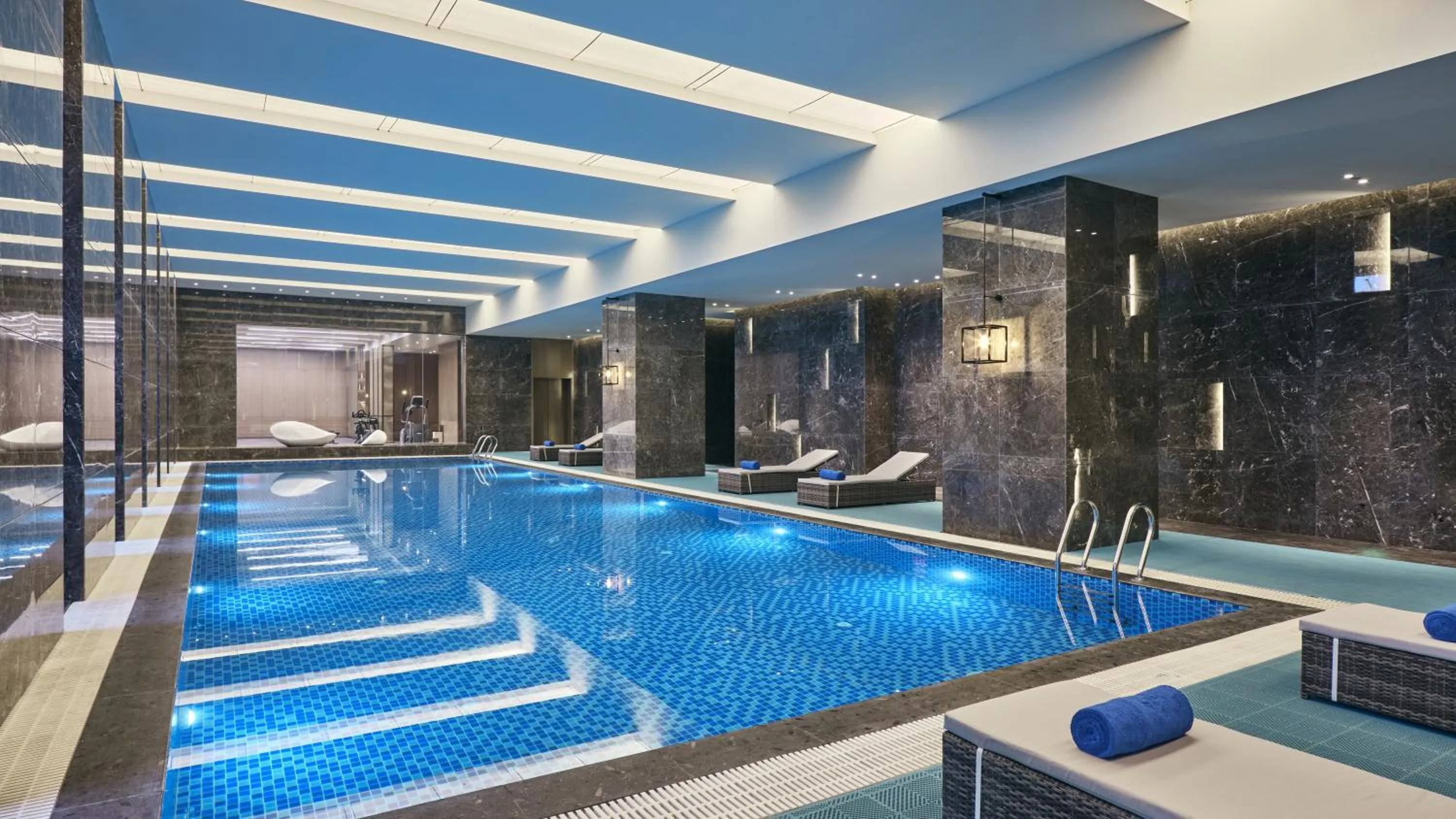 Pool view in Crowne Plaza Wuhan Development Zone by IHG