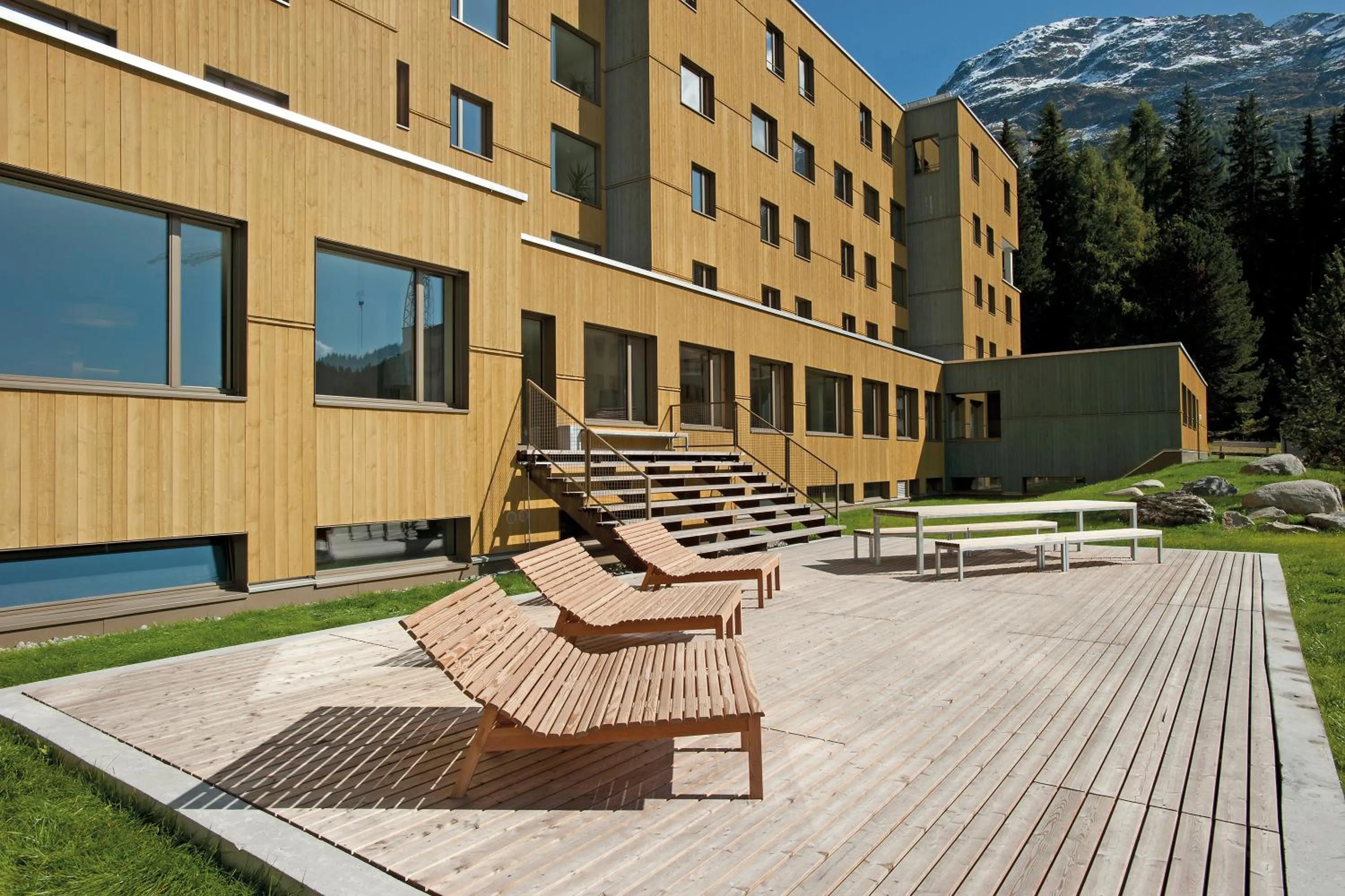Facade/entrance in St. Moritz Youth Hostel