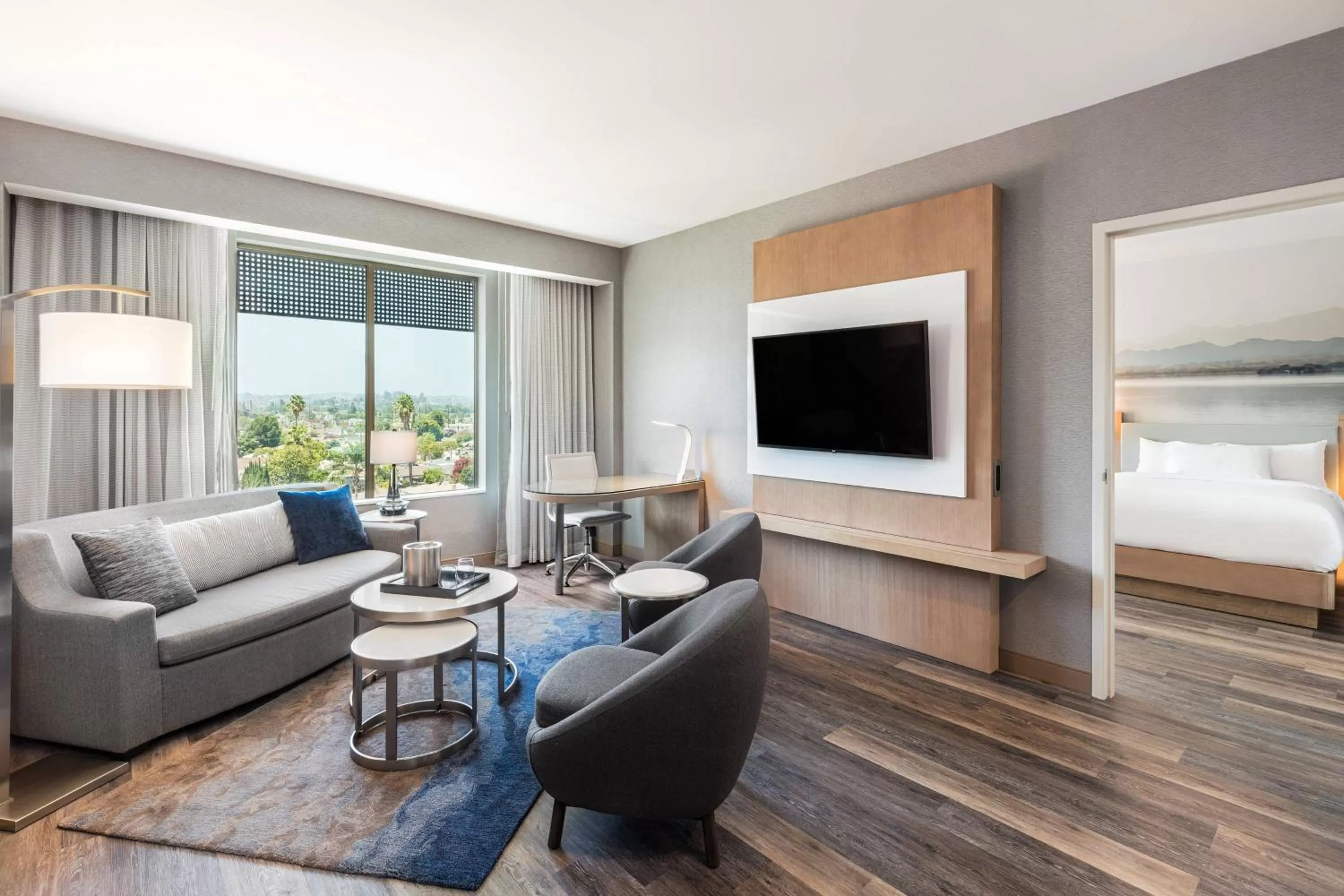 Living room, Bed in Courtyard by Marriott Los Angeles Monterey Park