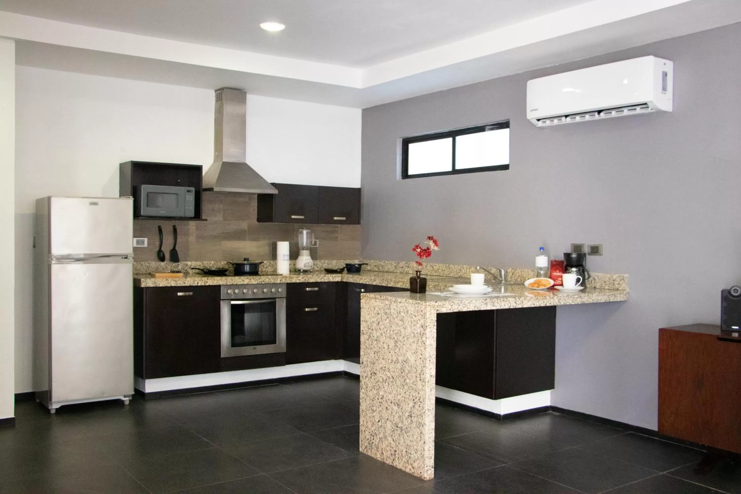 Kitchen or kitchenette in Sole Suites Apartments Playa del Carmen
