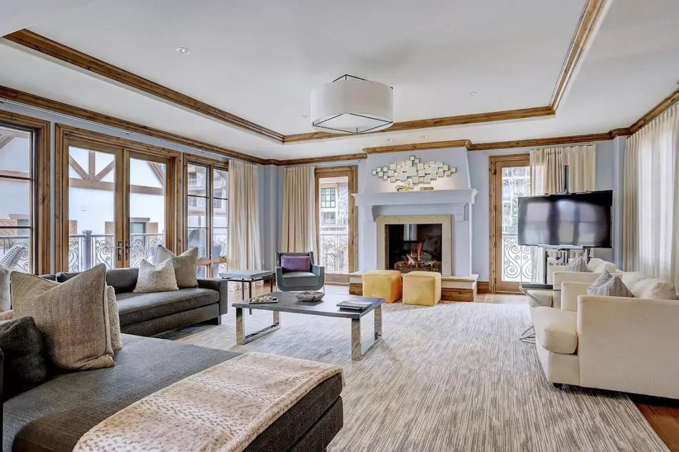 Living room in The Arrabelle at Vail Square, a RockResort, by Vail Resorts