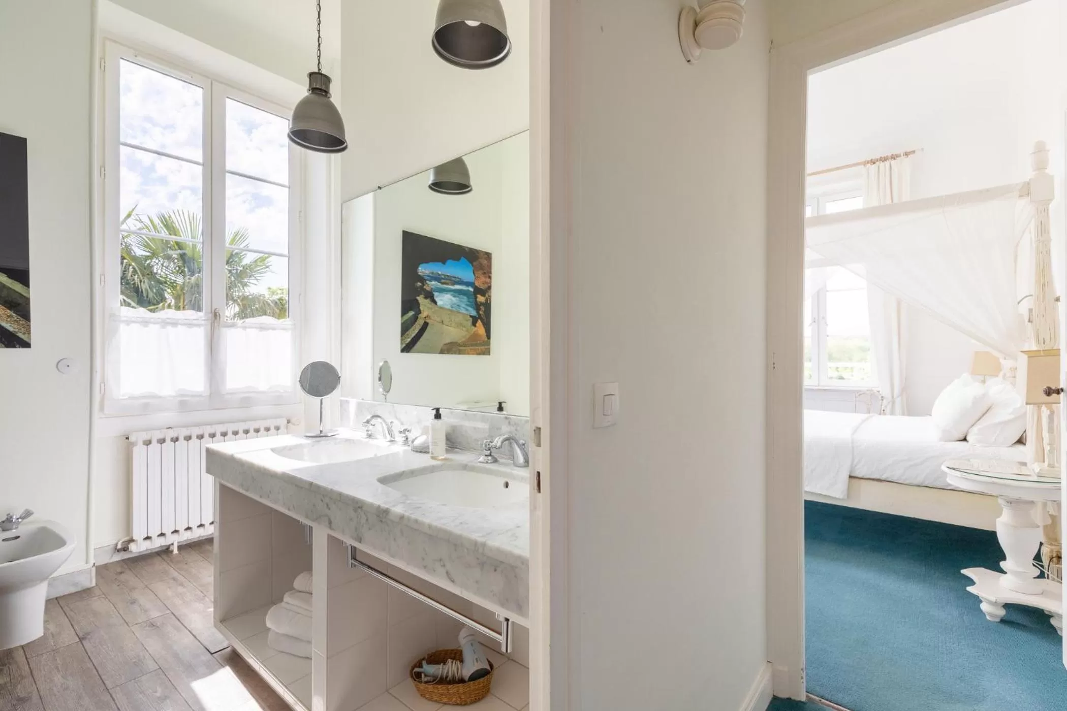 Bathroom, Bed in Domaine de Bassilour