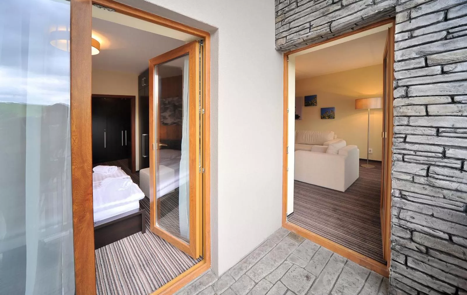 Balcony/Terrace, Bathroom in Via Jasna Wellness Apartments