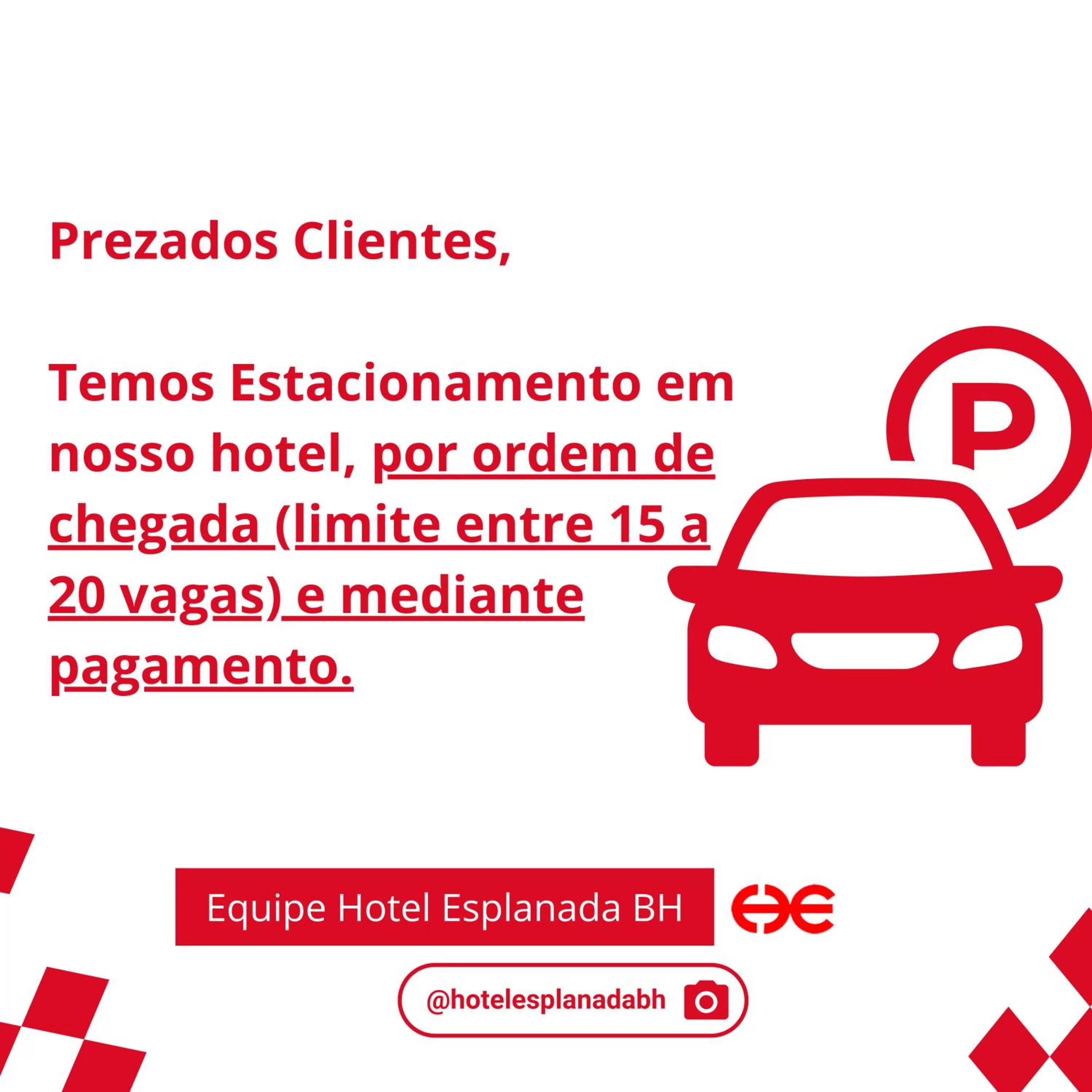 Parking in Hotel Esplanada Belo Horizonte - Proximo a Estacao de Trem