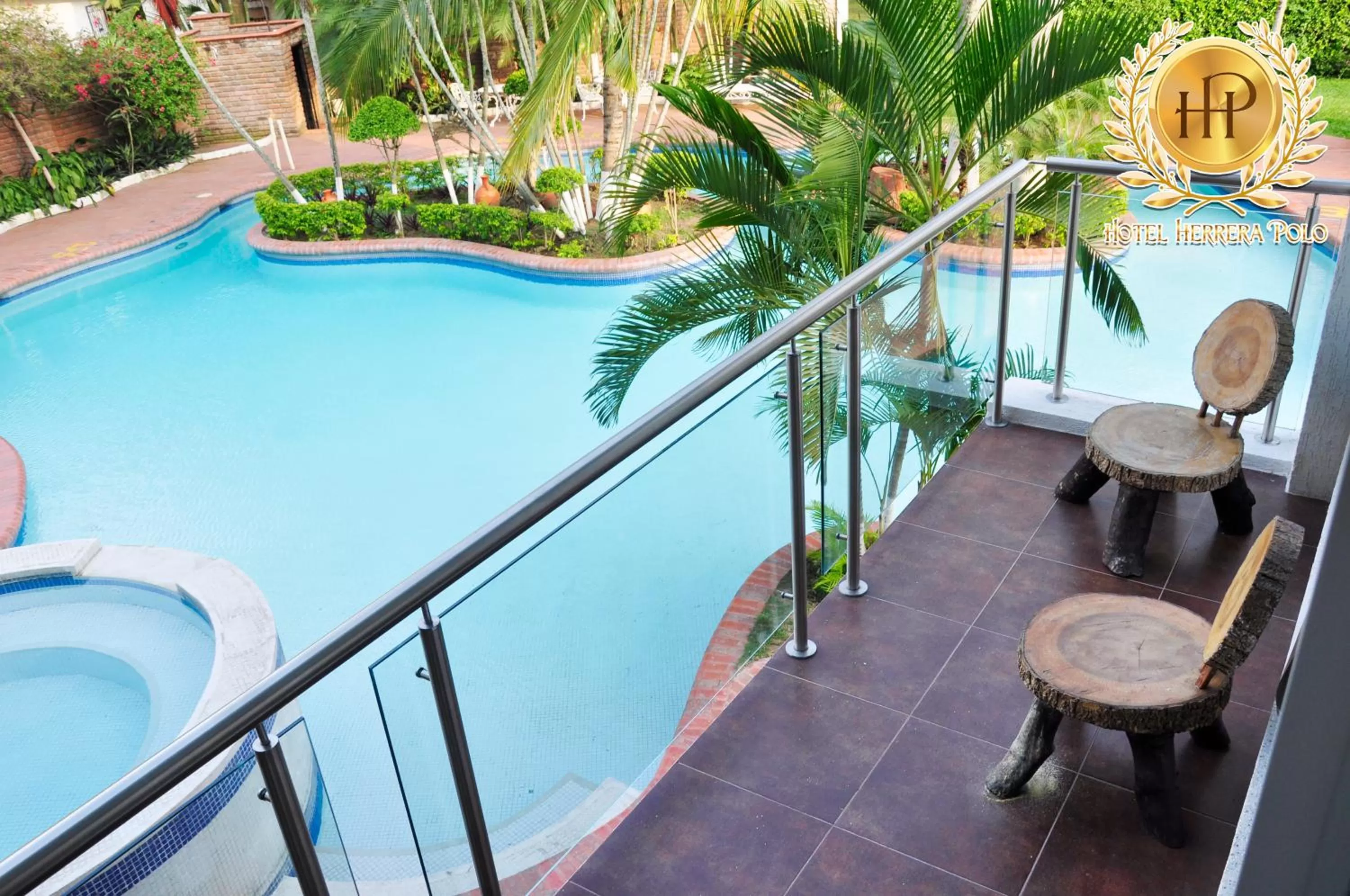 Balcony/Terrace, Pool View in Hotel Herrera Polo