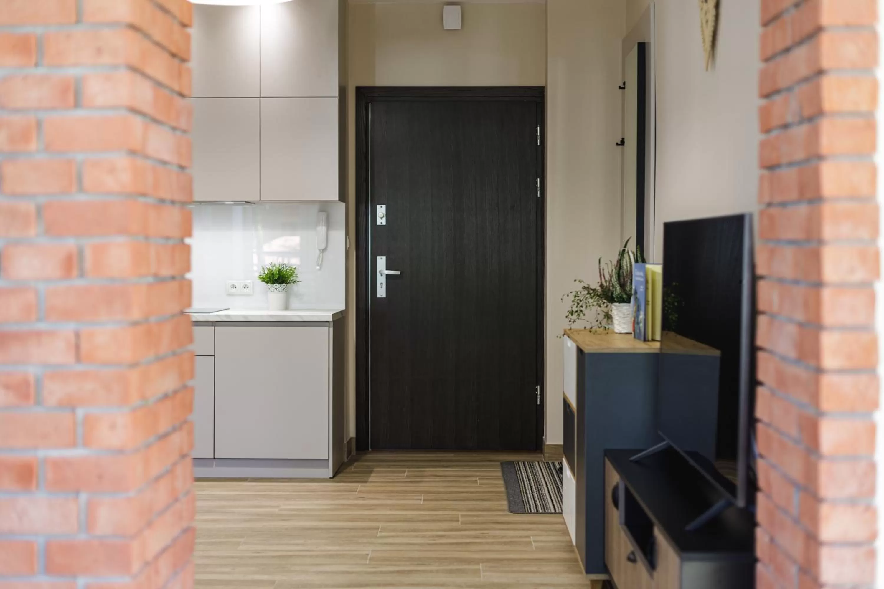 Kitchen or kitchenette, TV/Entertainment Center in Jagiellońska Residence