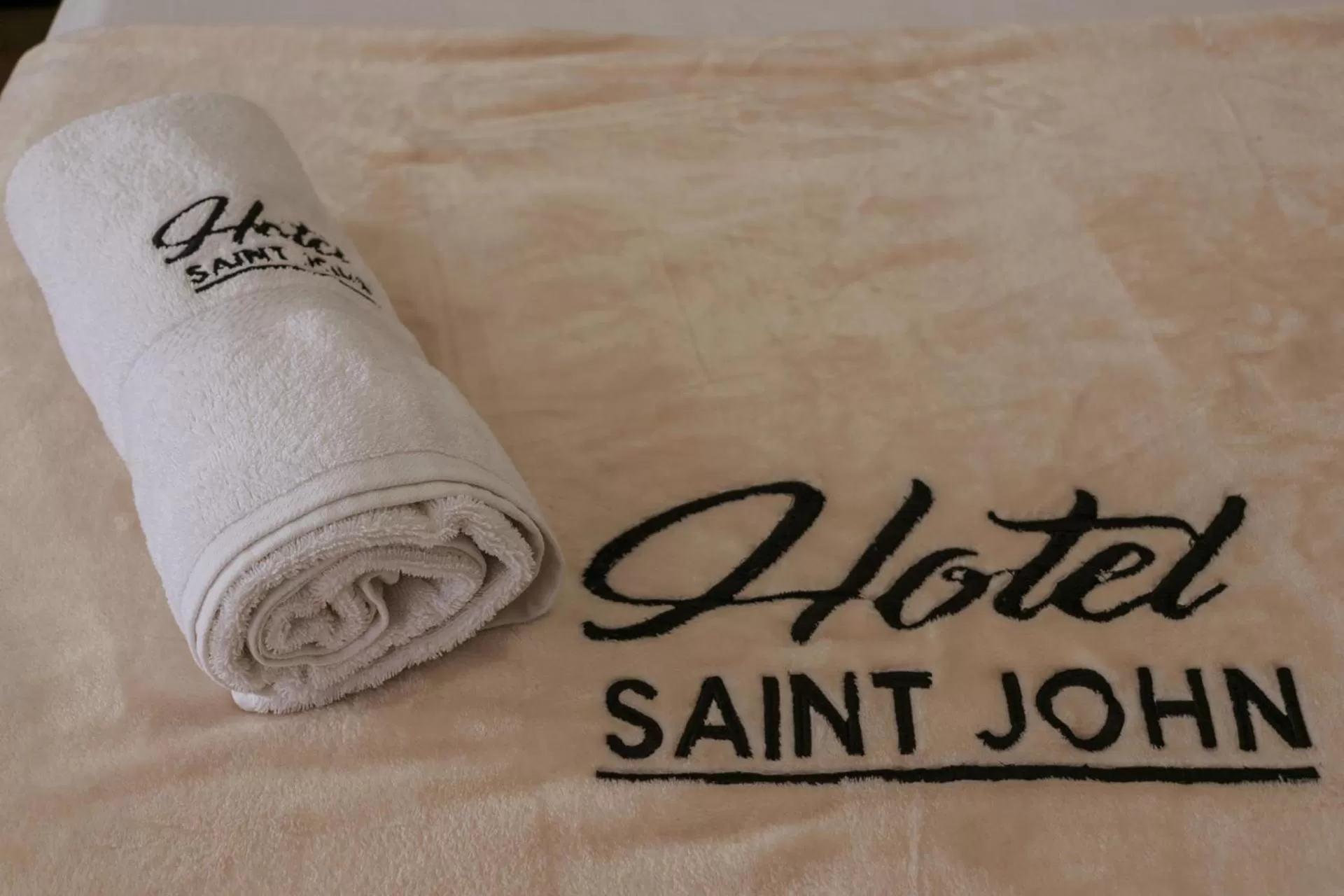 Bed, Property Logo/Sign in Hotel Saint John