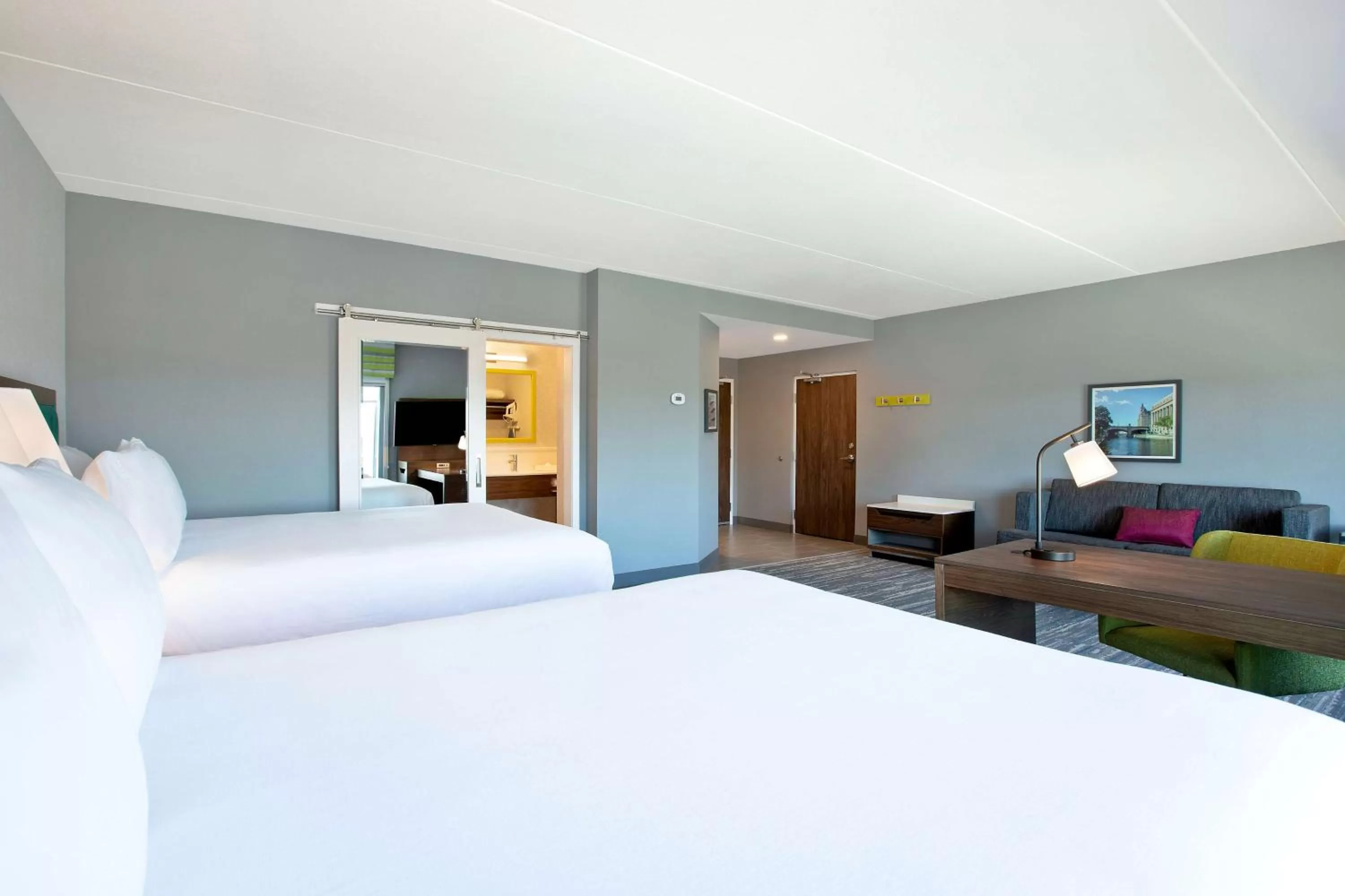 Bed in Hampton Inn & Suites Ottawa West, Ontario, Canada