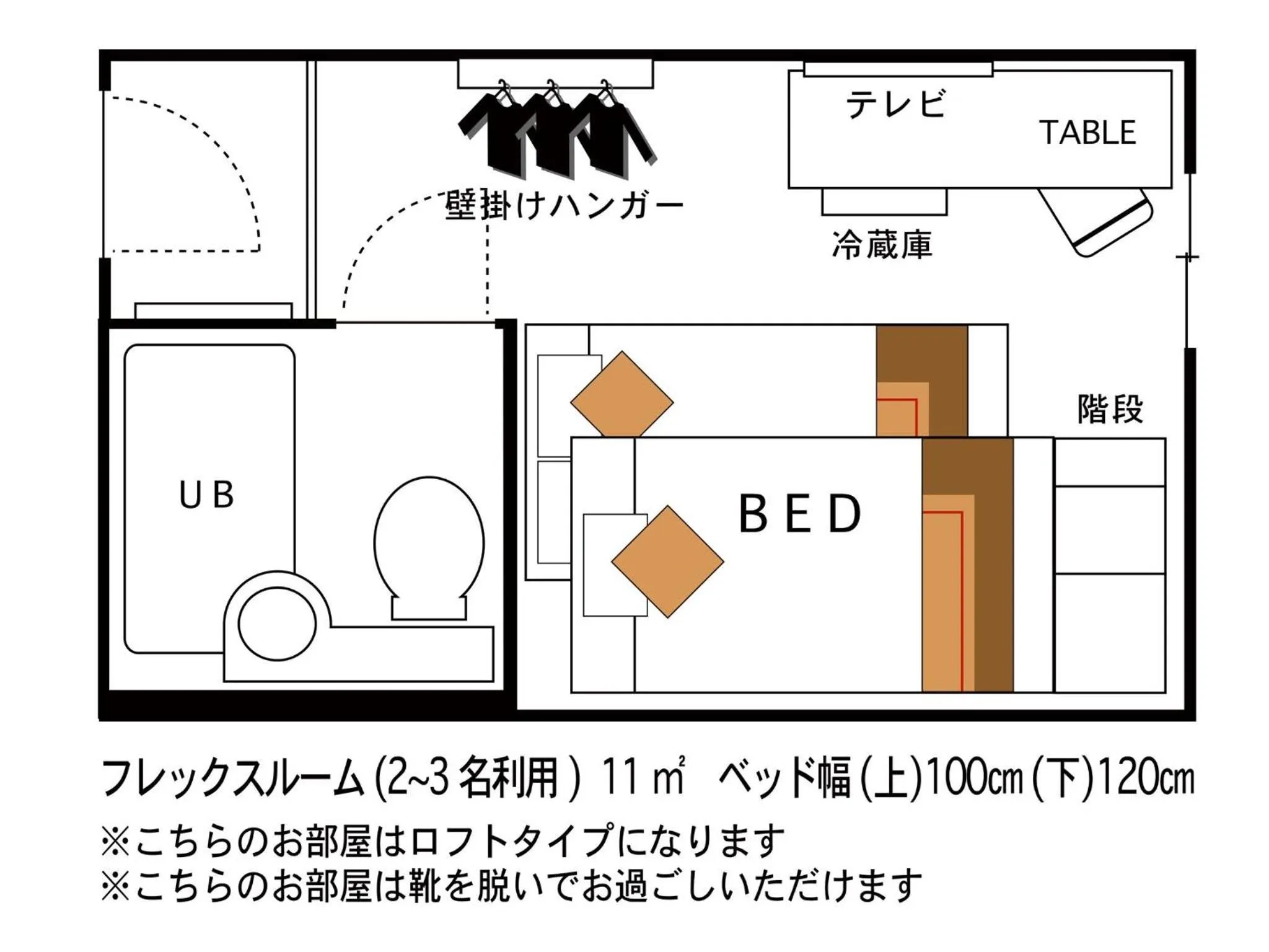 Floor plan, Bed in Hotel Areaone Kitaibaraki