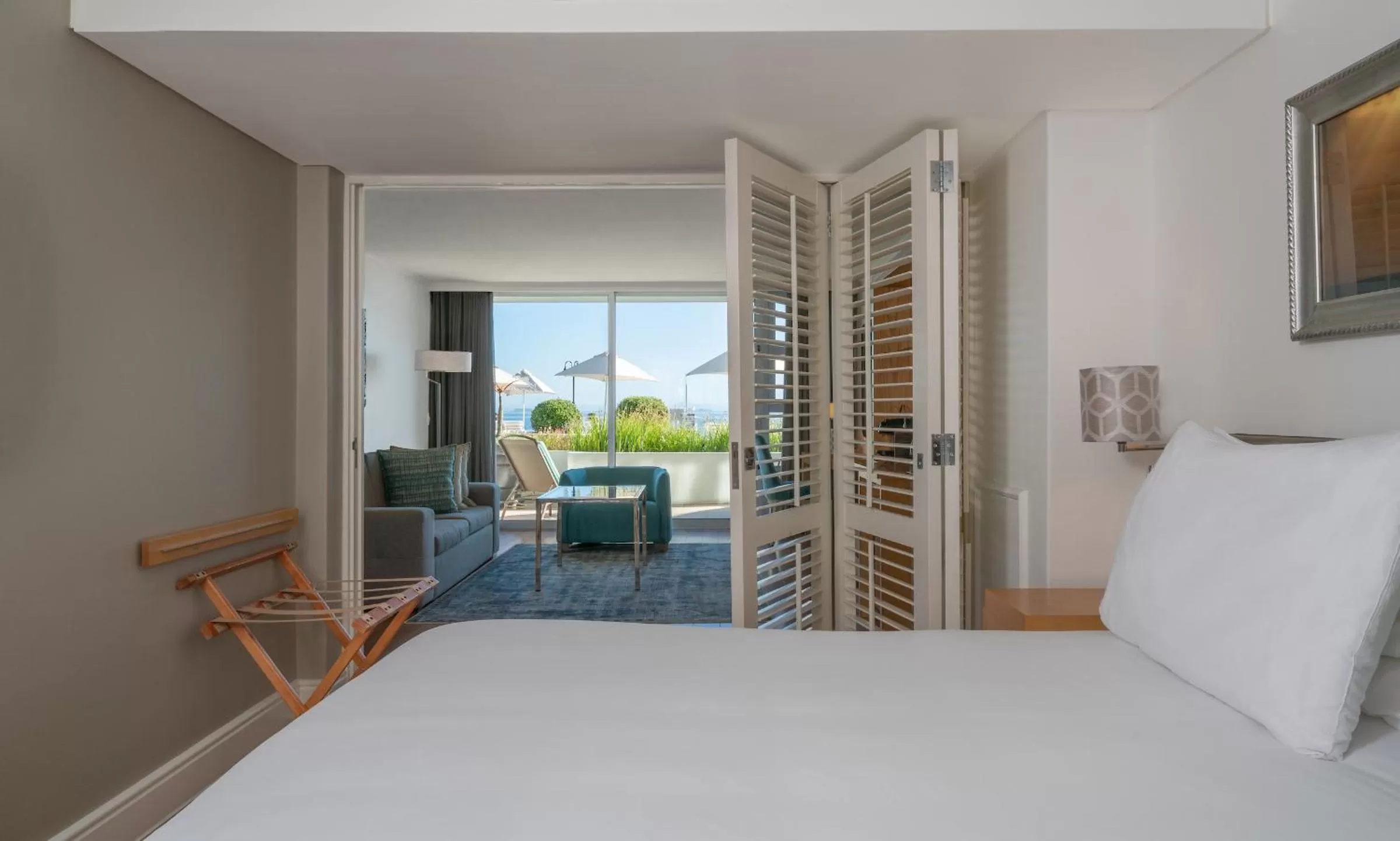 Balcony/Terrace, Bed in Radisson Collection Hotel, Waterfront Cape Town