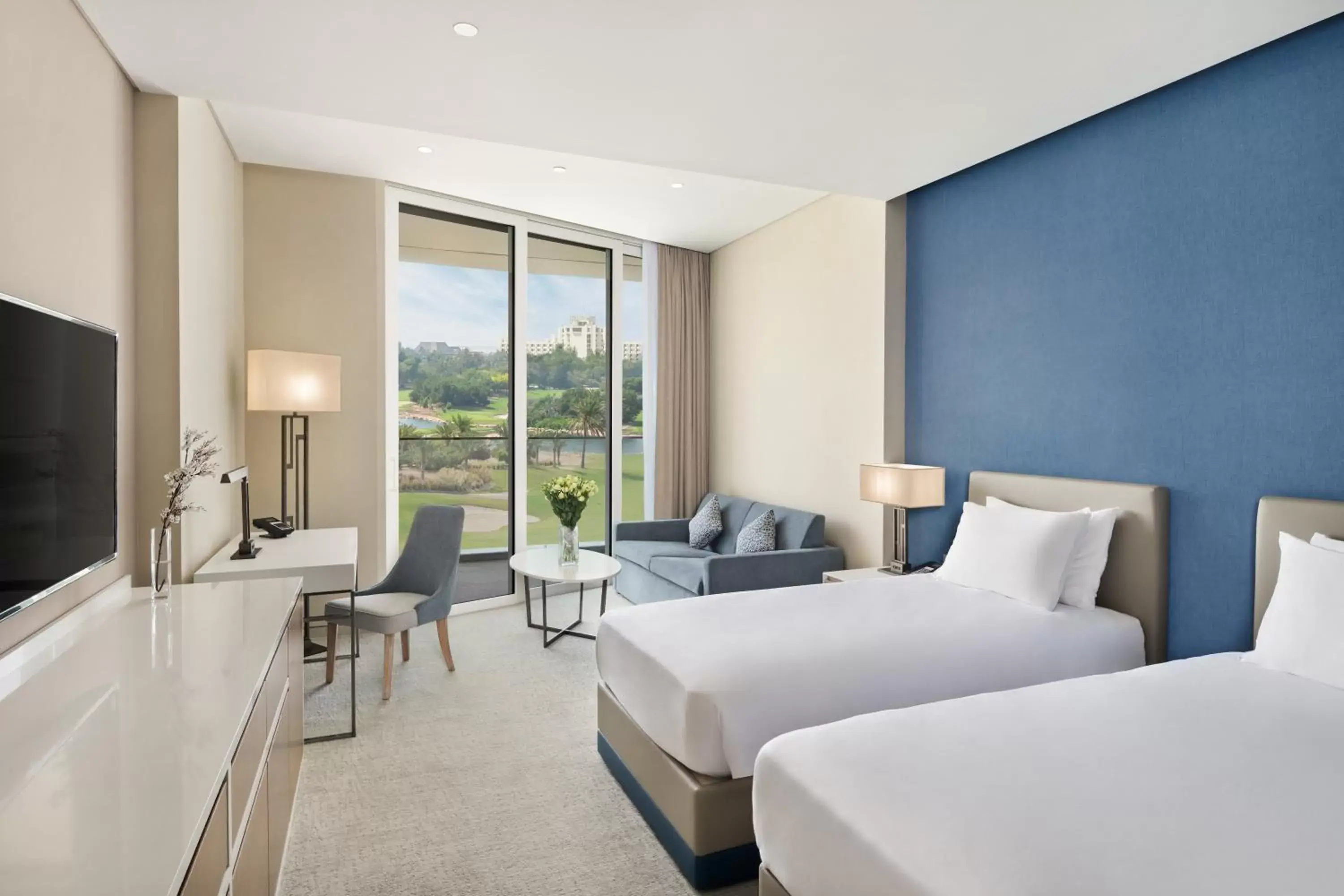Golf View Room - Twin Bed with Splash Park, Beach Access & Free Shuttle to Shopping Malls in JA Lake View Hotel, Dubai Golf View Room - Twin Bed with Splash Park, Beach Access & Free Shuttle to Shopping Malls in JA Lake View Hotel, Dubai