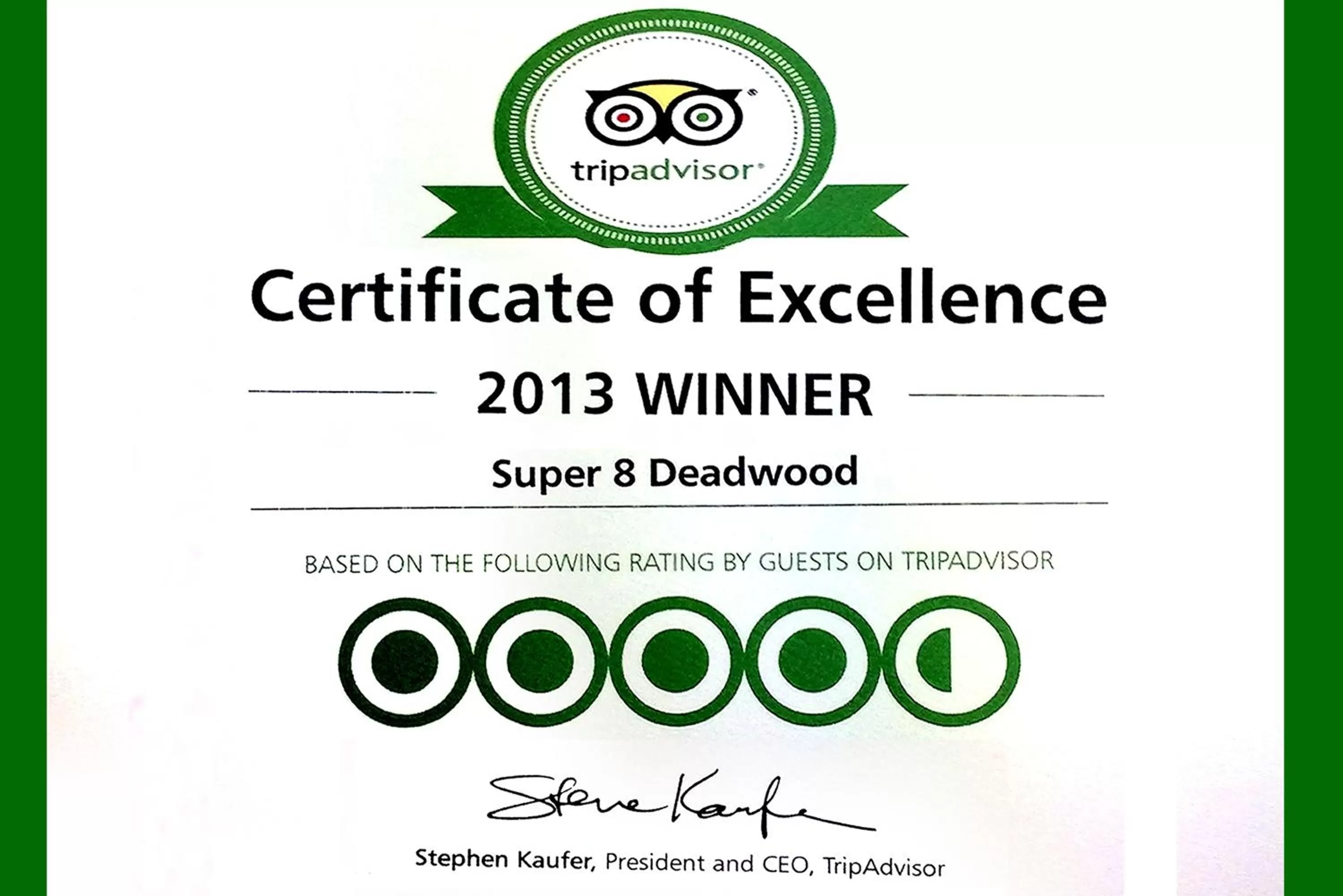 Logo/Certificate/Sign in Super 8 by Wyndham Deadwood Black Hills Area