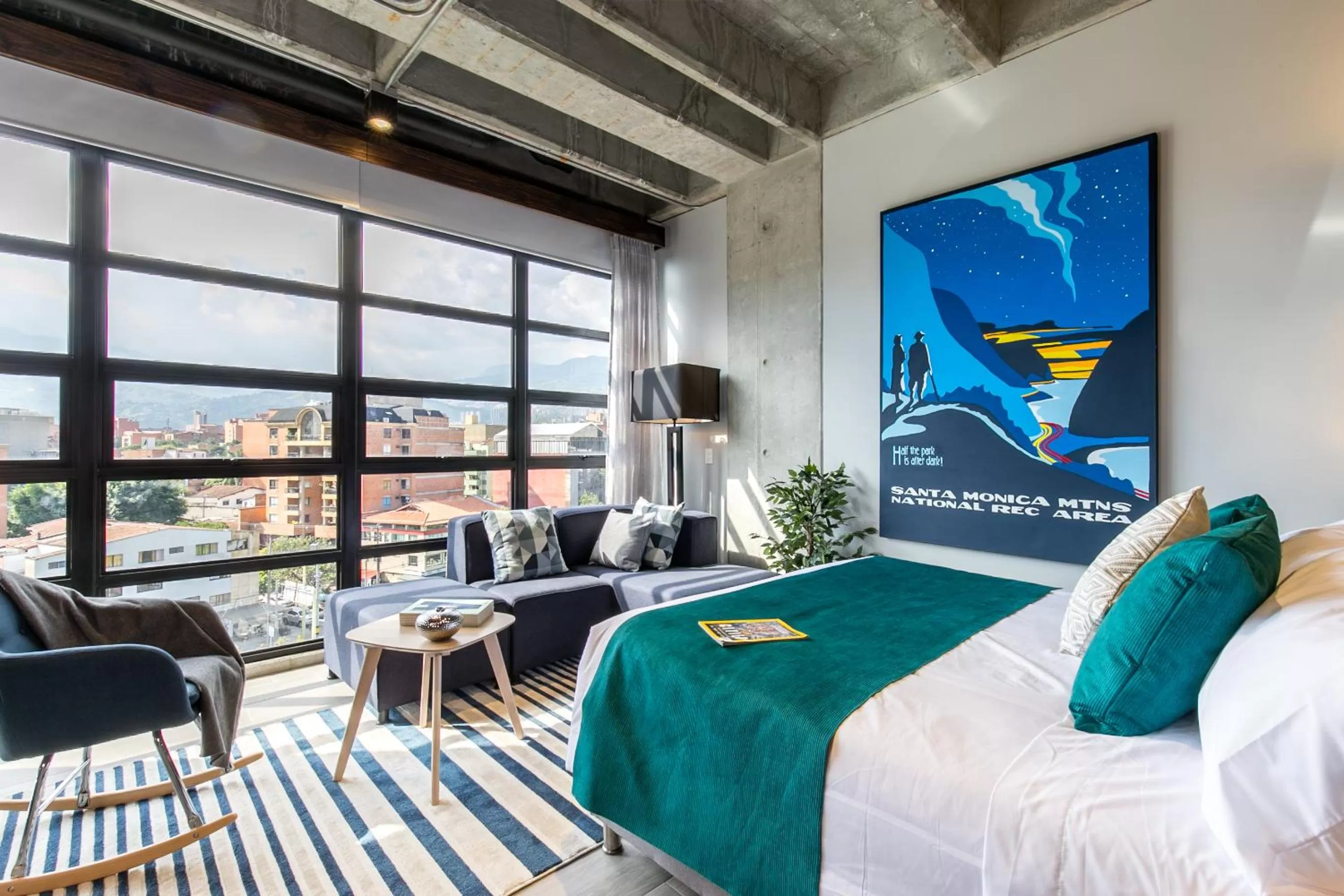 Bed in Factory Lofts Hotel